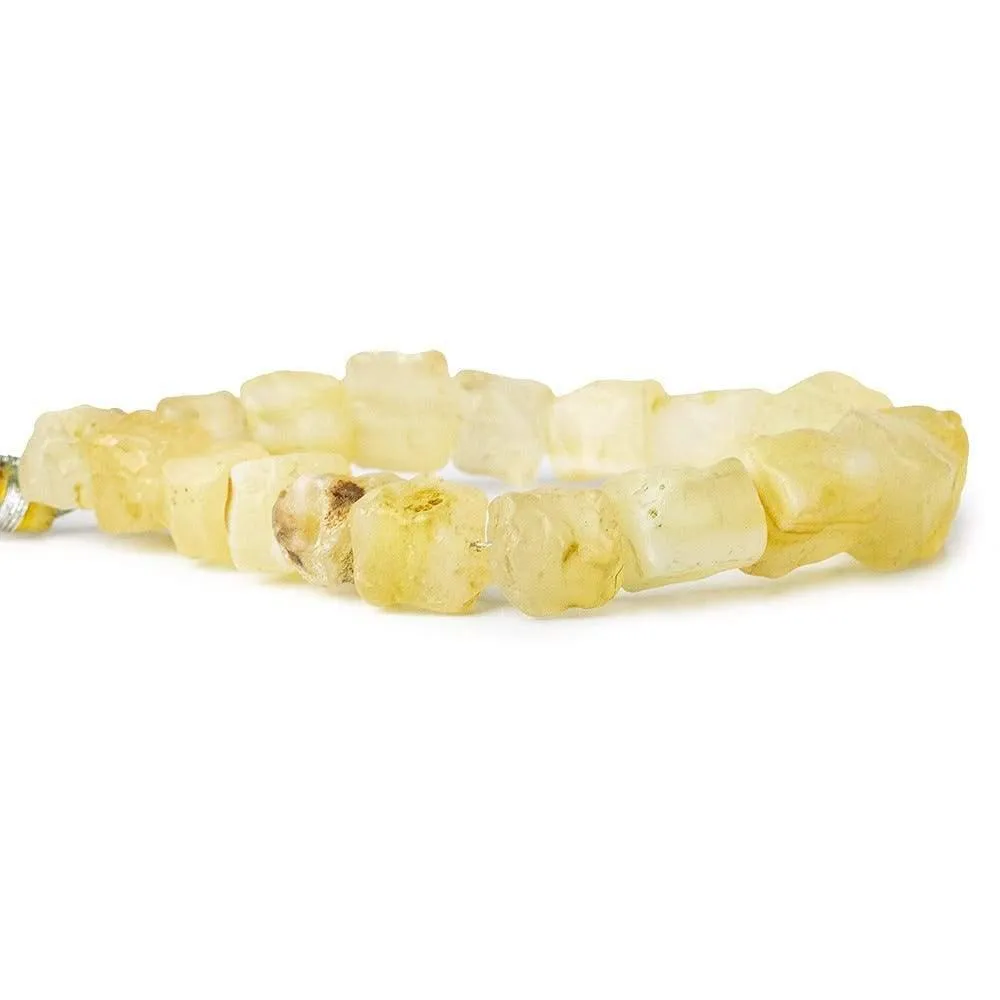 10-13mm Pale Yellow Agate Tumbled Hammer Faceted Cube Beads 8 inch 17 pieces