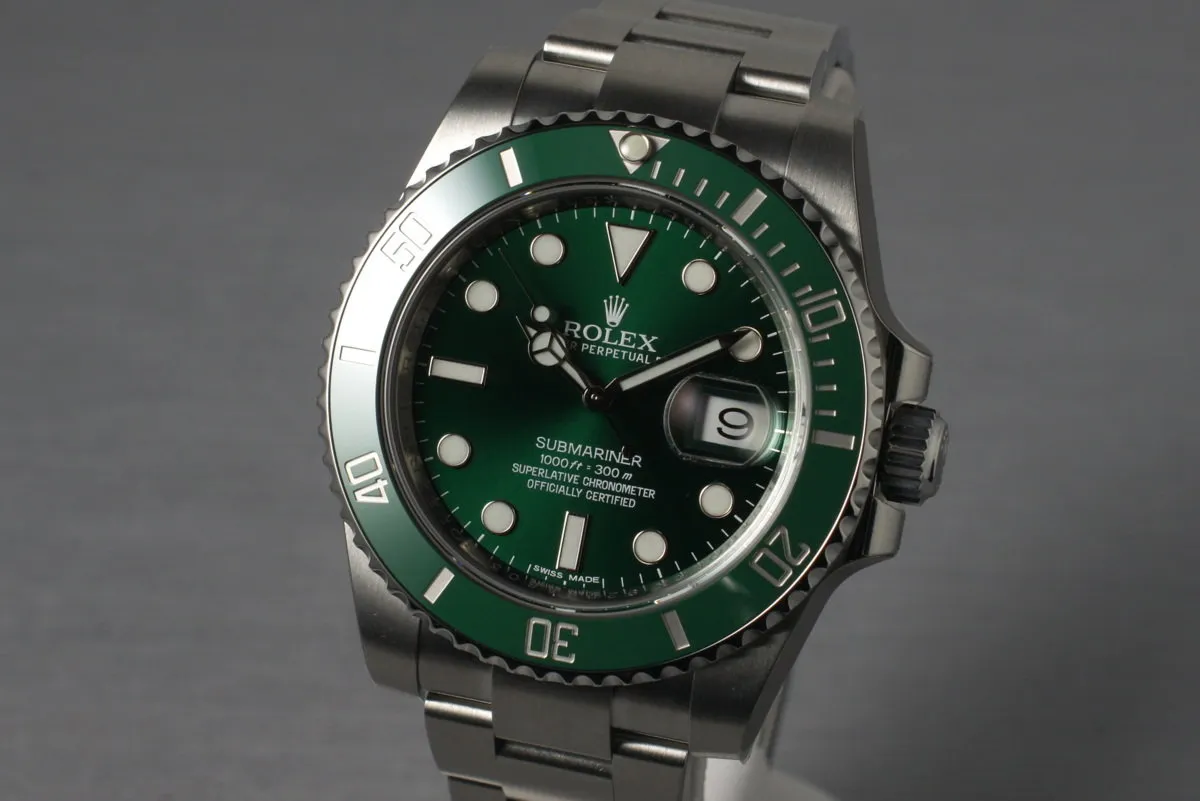 2013 Rolex Green Submariner 116610LV with Box and Papers