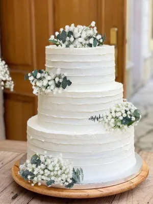 4Pcs Ecalyptus & Baby's Breath Cake Flowers Set