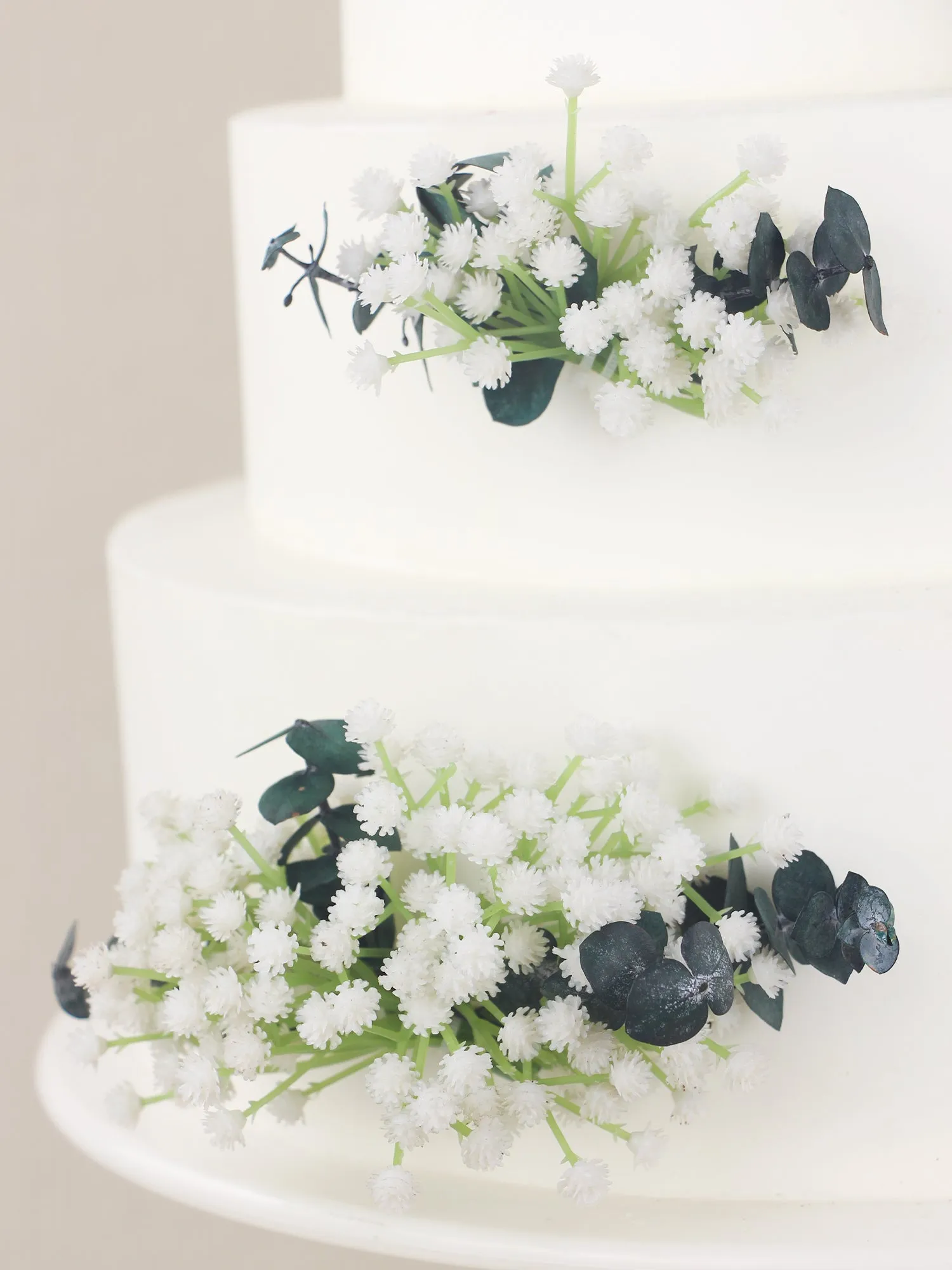 4Pcs Ecalyptus & Baby's Breath Cake Flowers Set