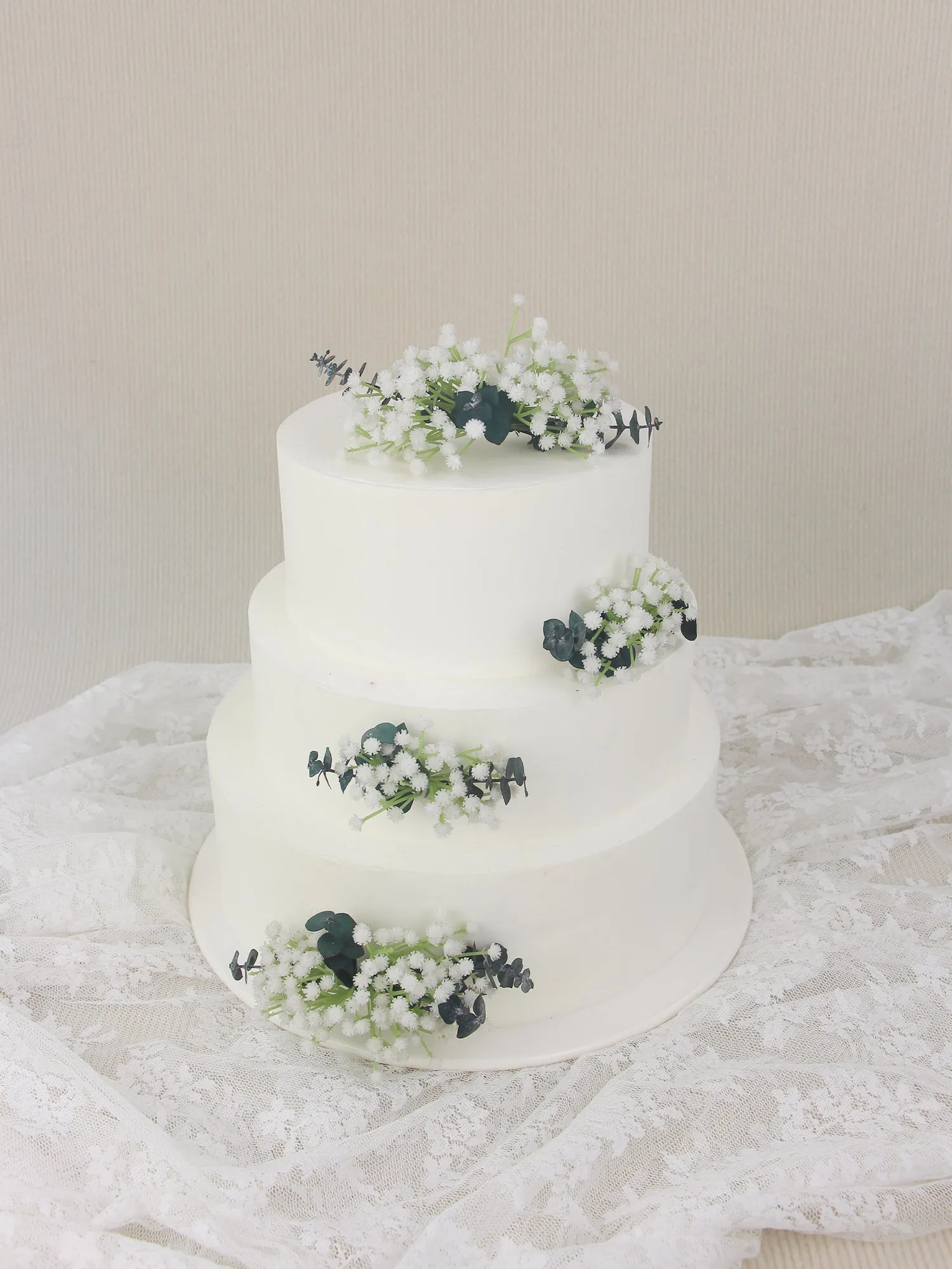 4Pcs Ecalyptus & Baby's Breath Cake Flowers Set
