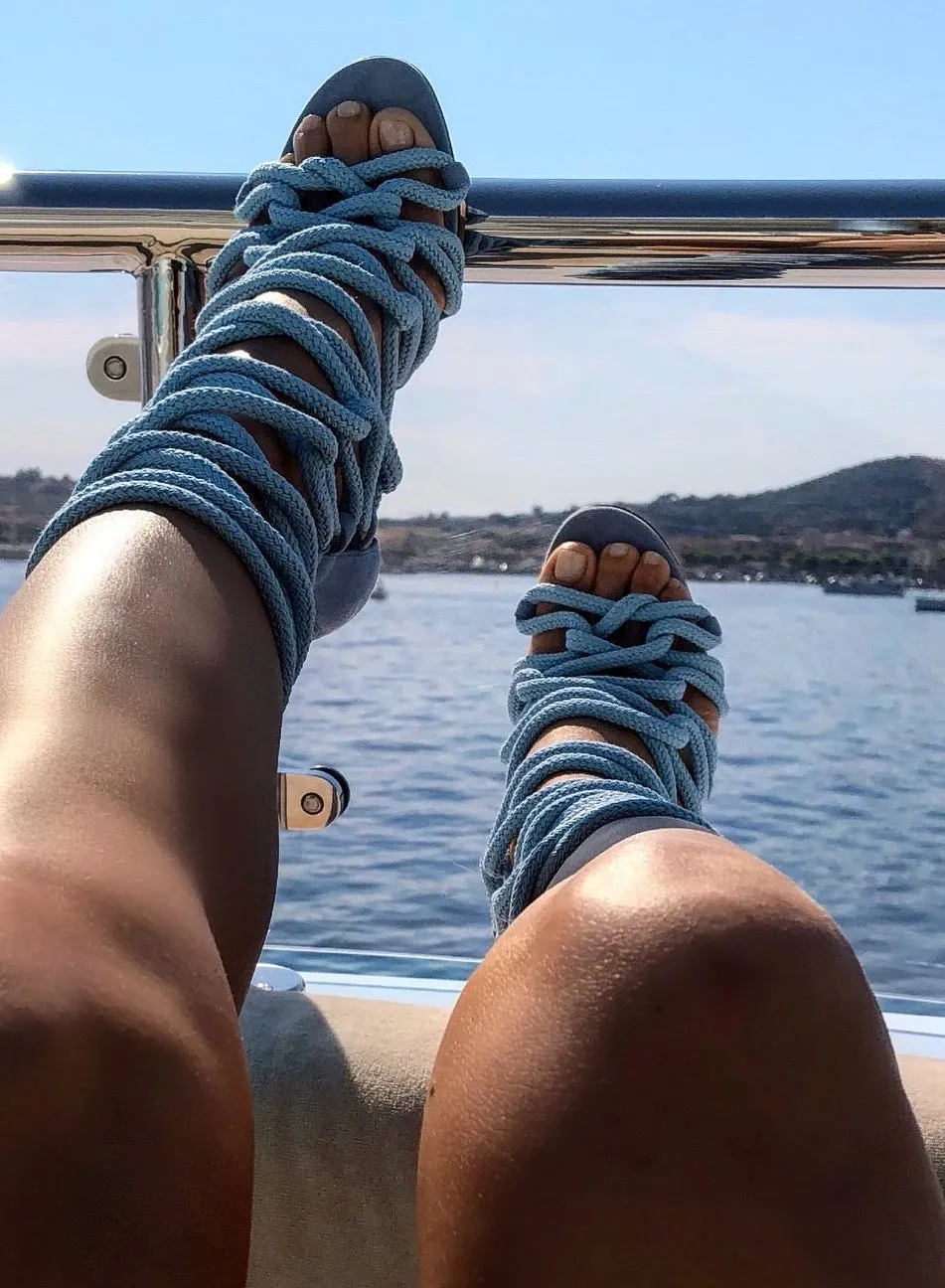 CARLA SKY BLUE SUEDE & ROPE SANDALS