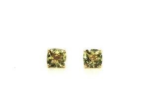 Cushion Checkerboard Lemon Citrine Studs AD No. 1081
