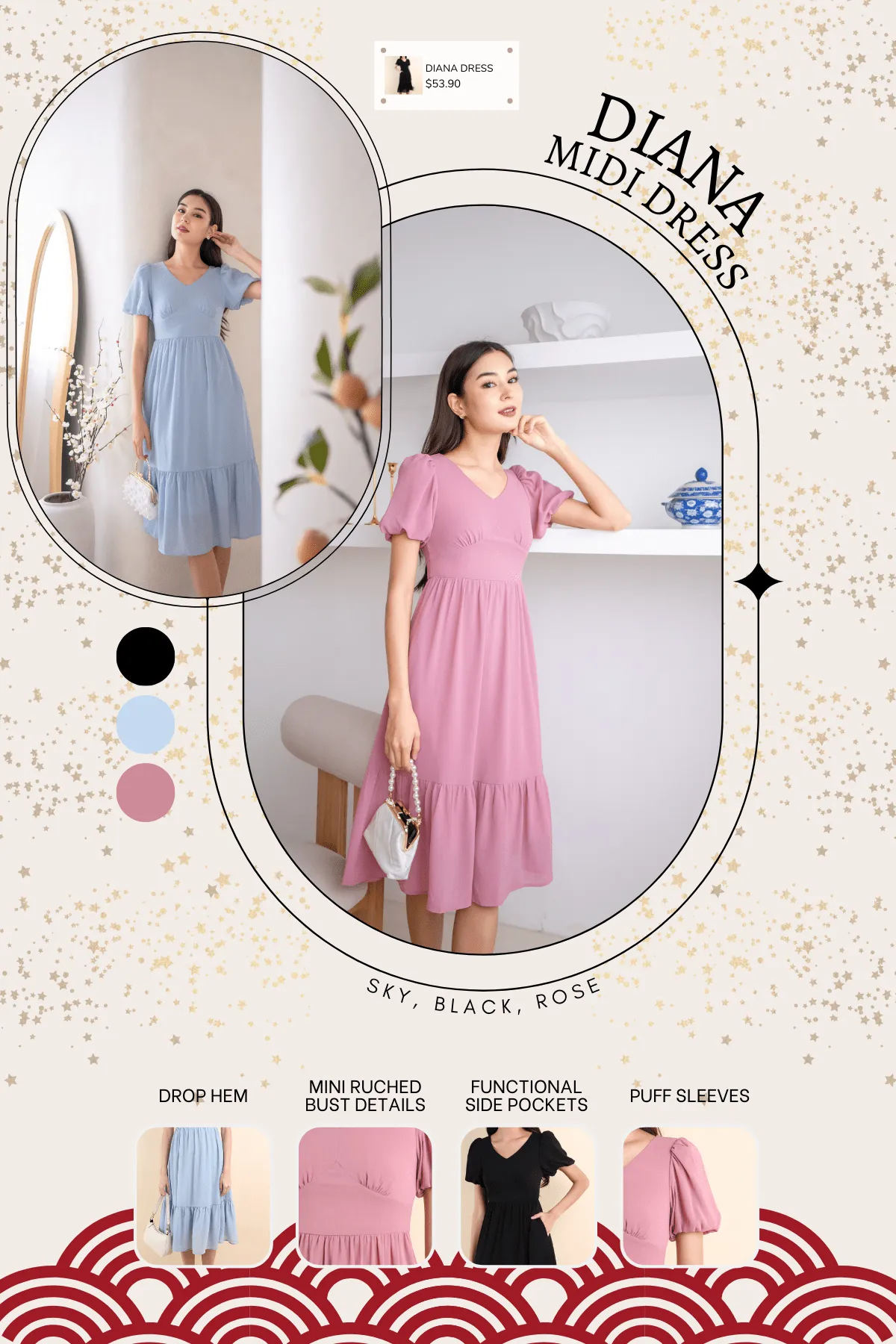 DIANA MIDI DRESS IN SKY
