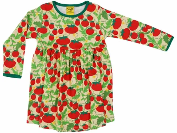 DUNS LS Gathered Dress Adult - Tomato Pale Yellow