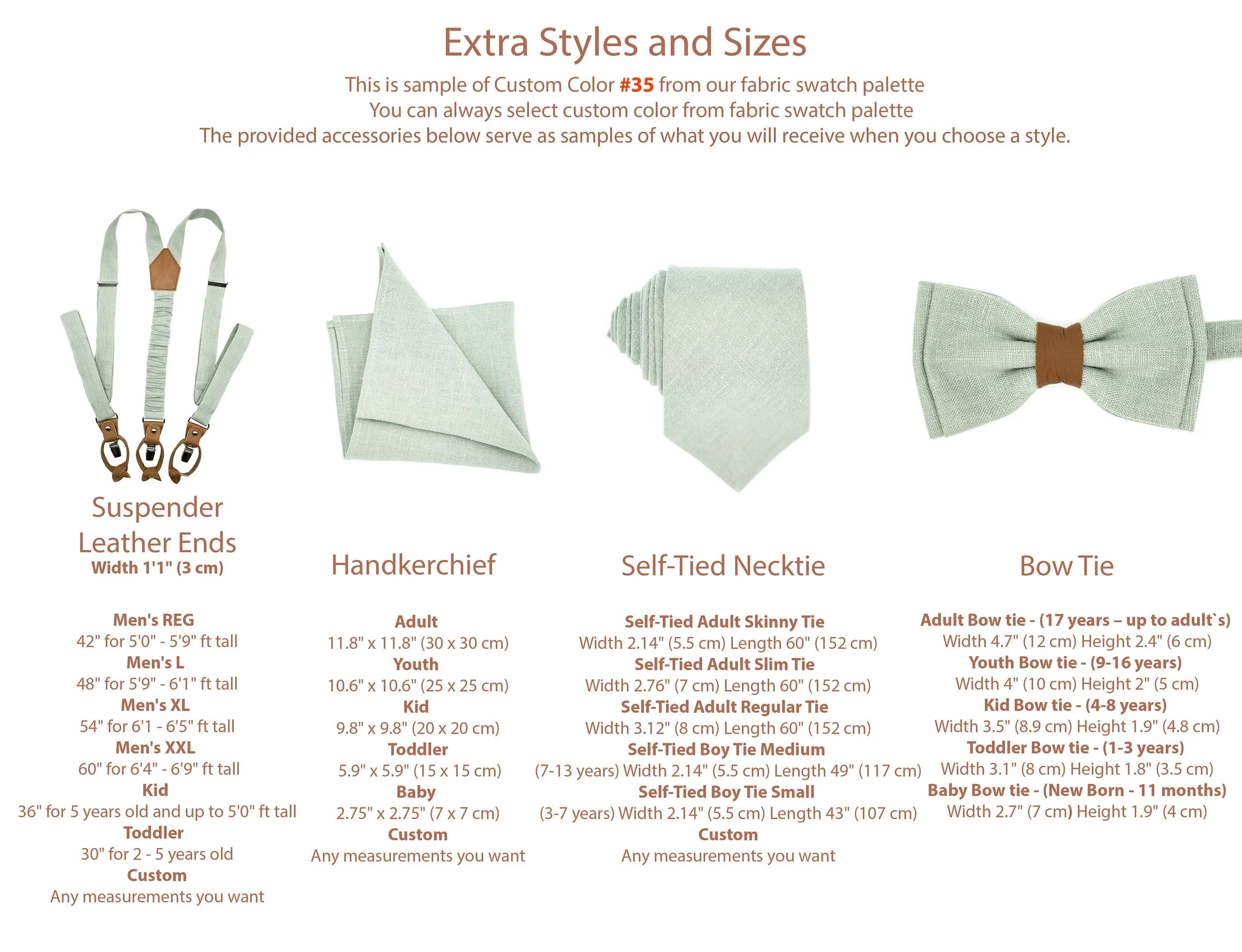 Dusty Sage Green Groomsmen Set: Wedding Suspenders, Bow Ties & Pocket Squares