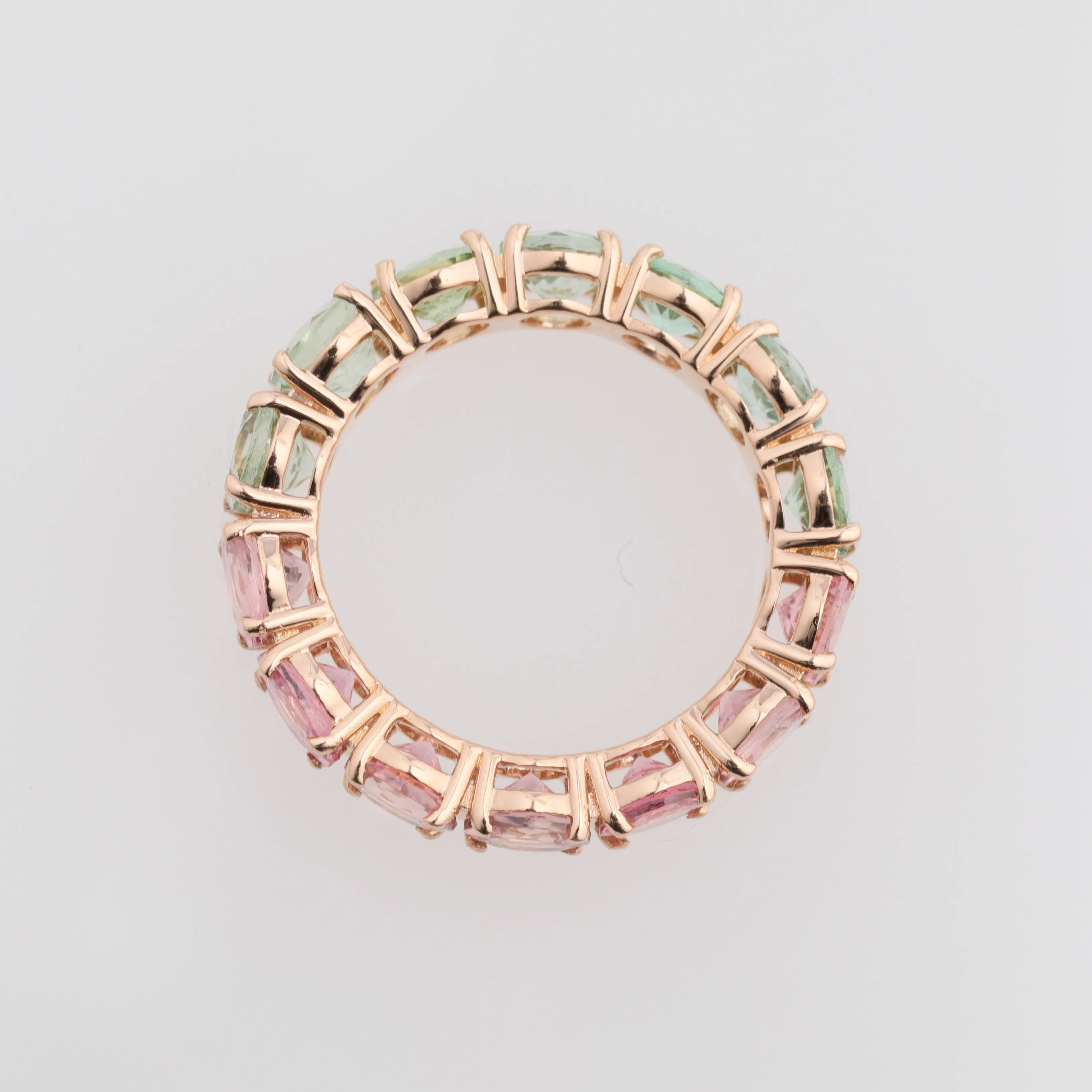 Green / Pink Tourmaline Eternity Ring