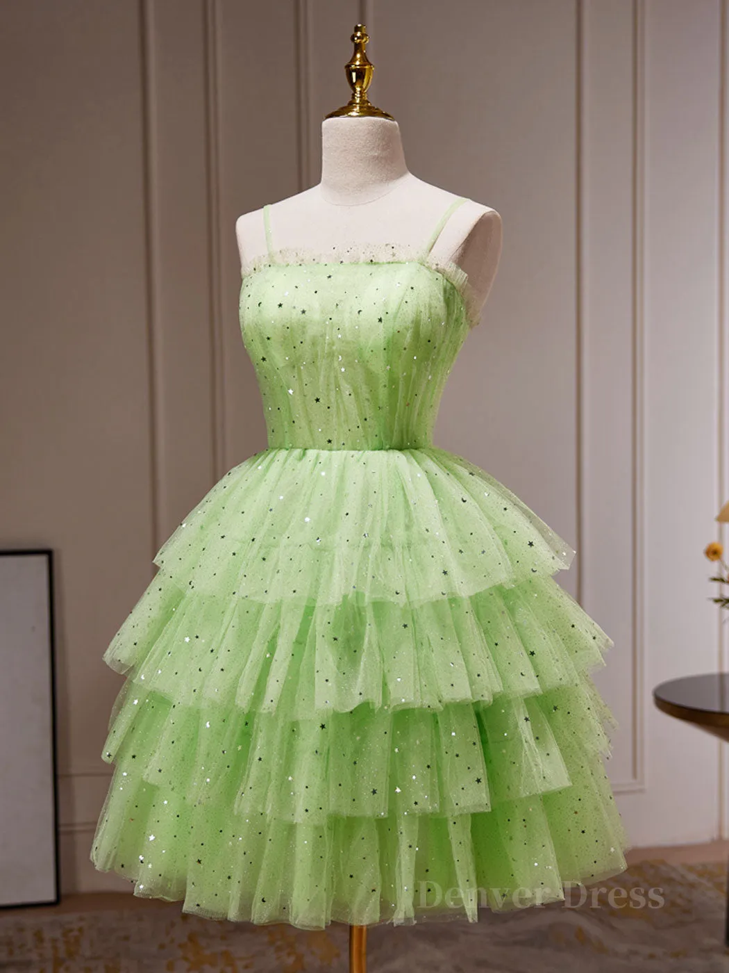 Green Tulle Short Prom Dress Cute Green Homecoming Dresses
