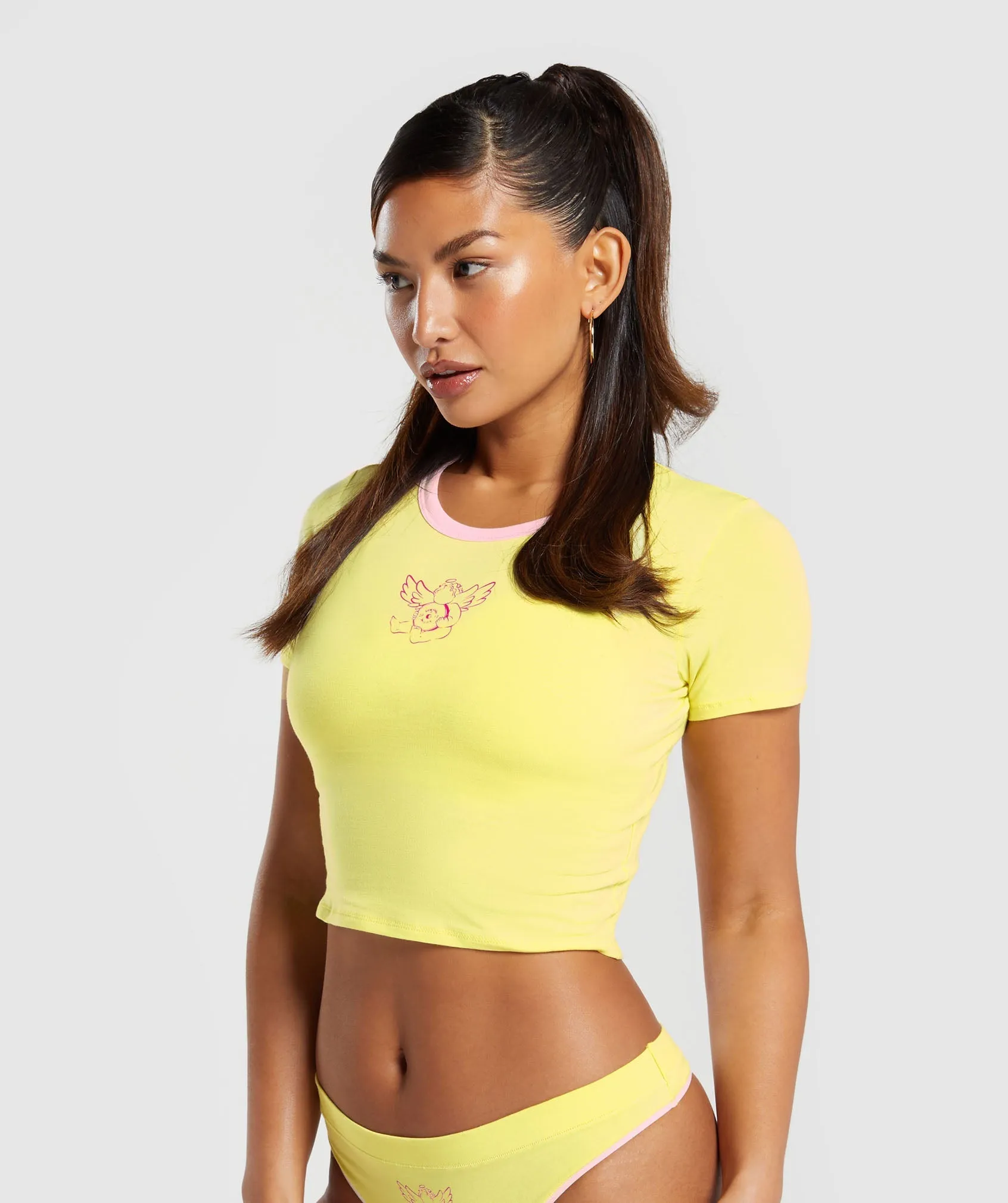 Gymshark Cotton Graphic Crop Top - Lemon Yellow