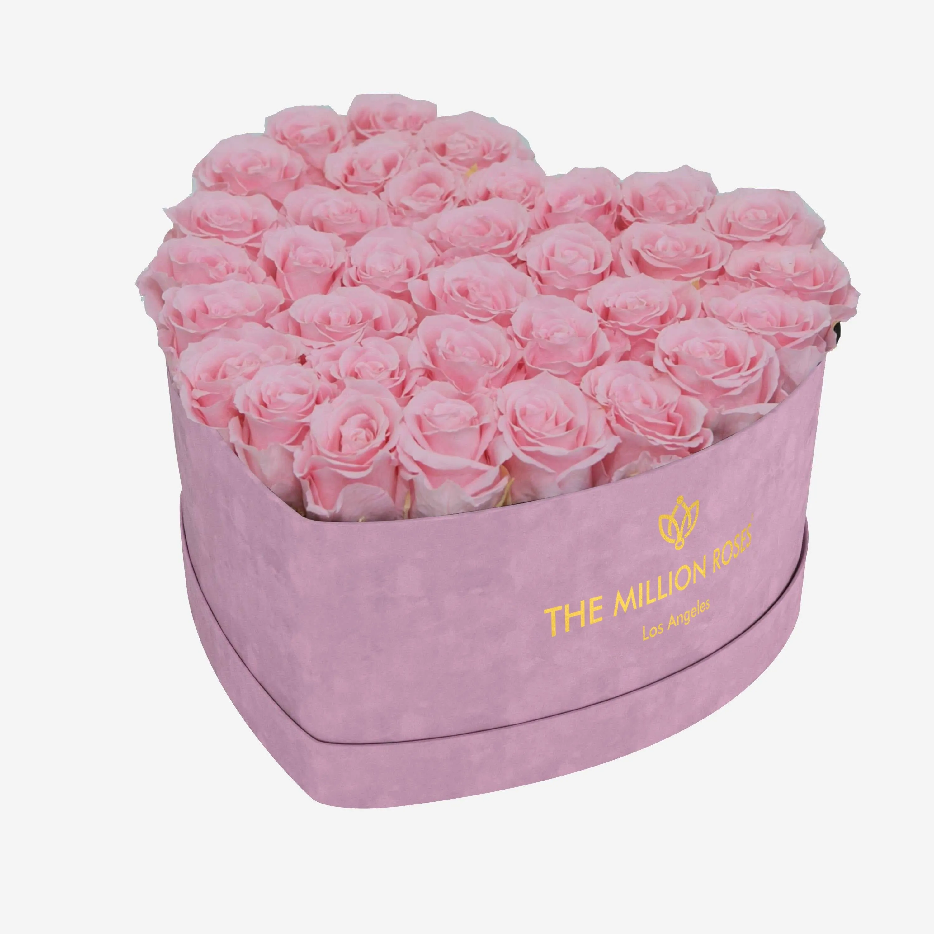 Heart Light Pink Suede Box | Light Pink Roses