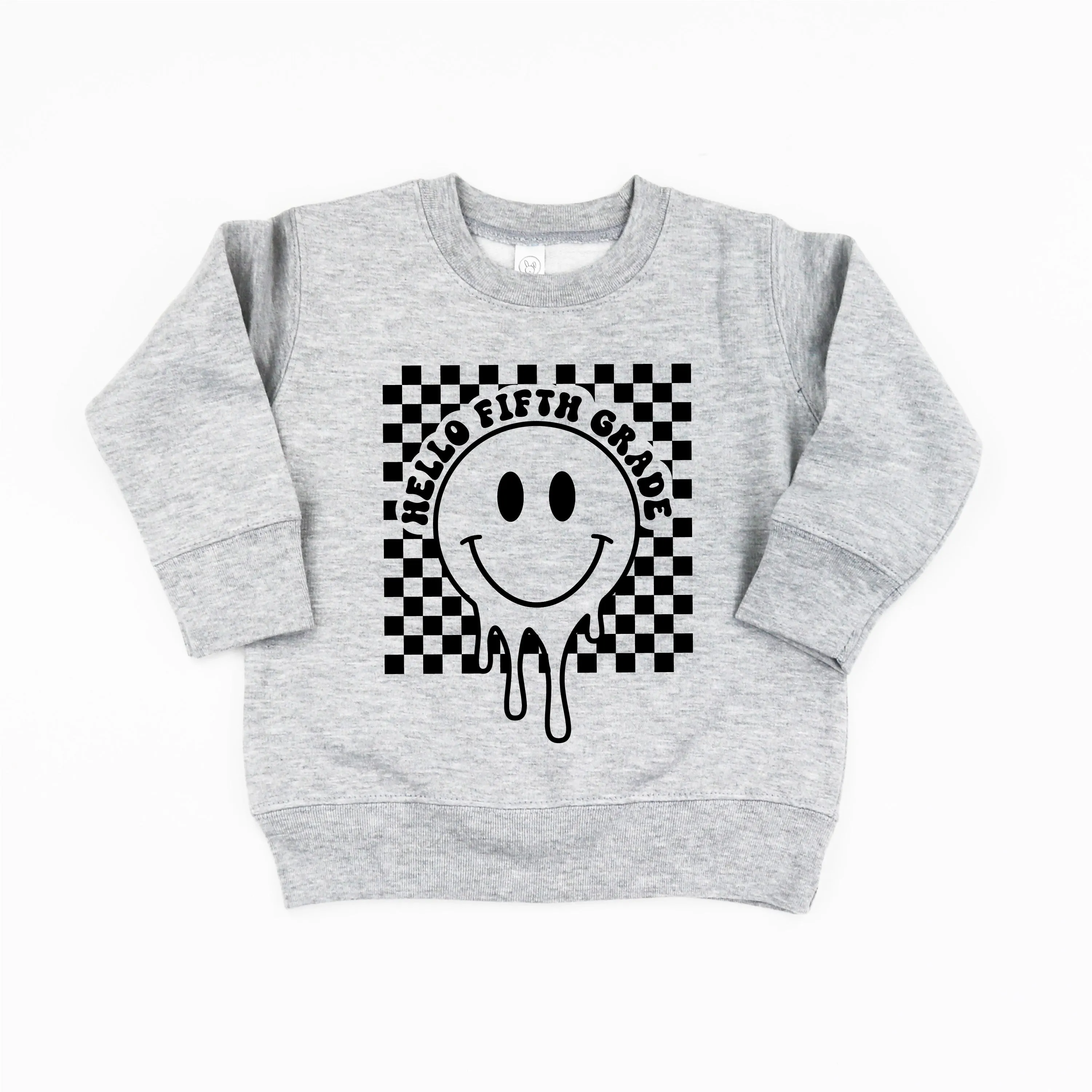 Hello Fifth Grade - Checker Smiley - Child Sweater