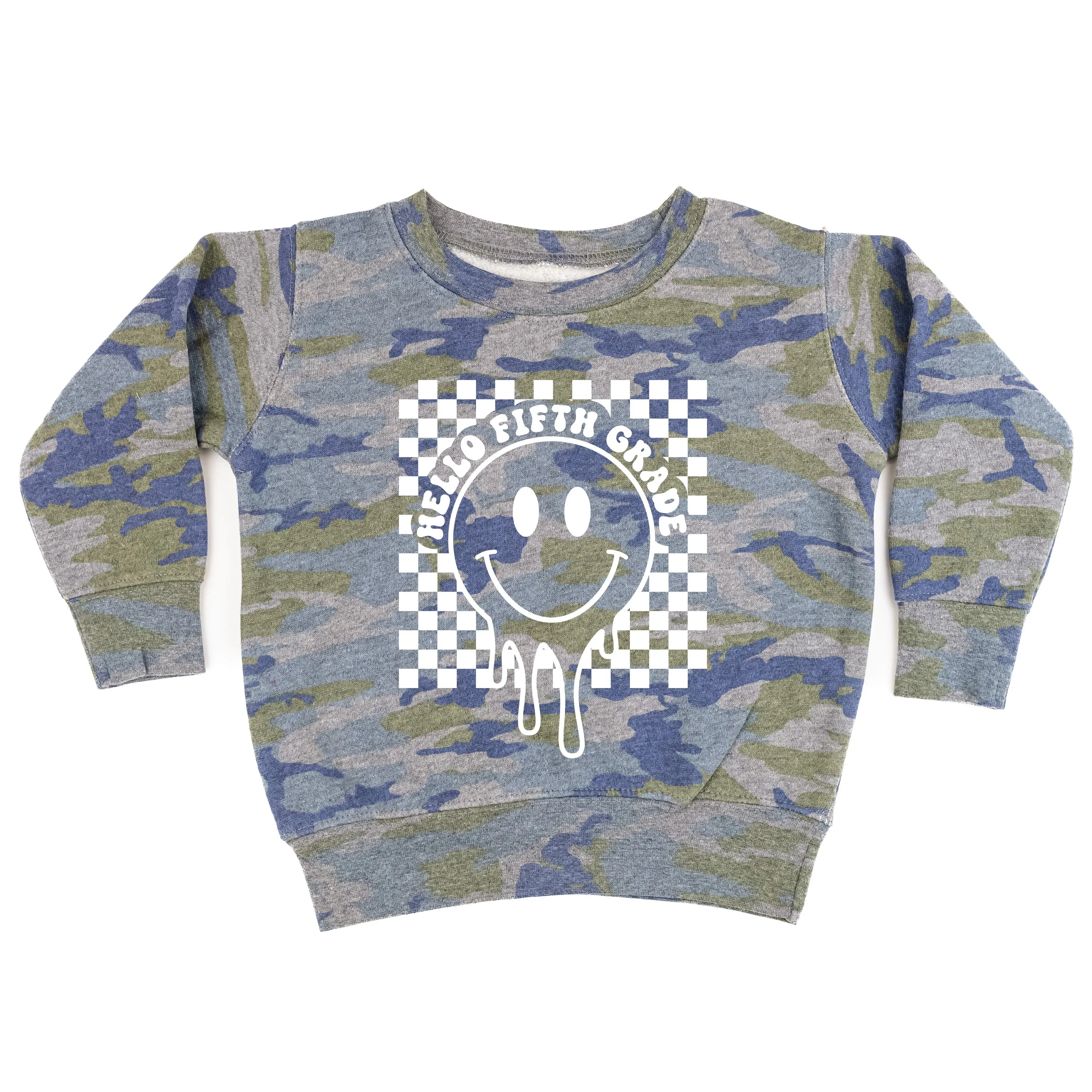 Hello Fifth Grade - Checker Smiley - Child Sweater
