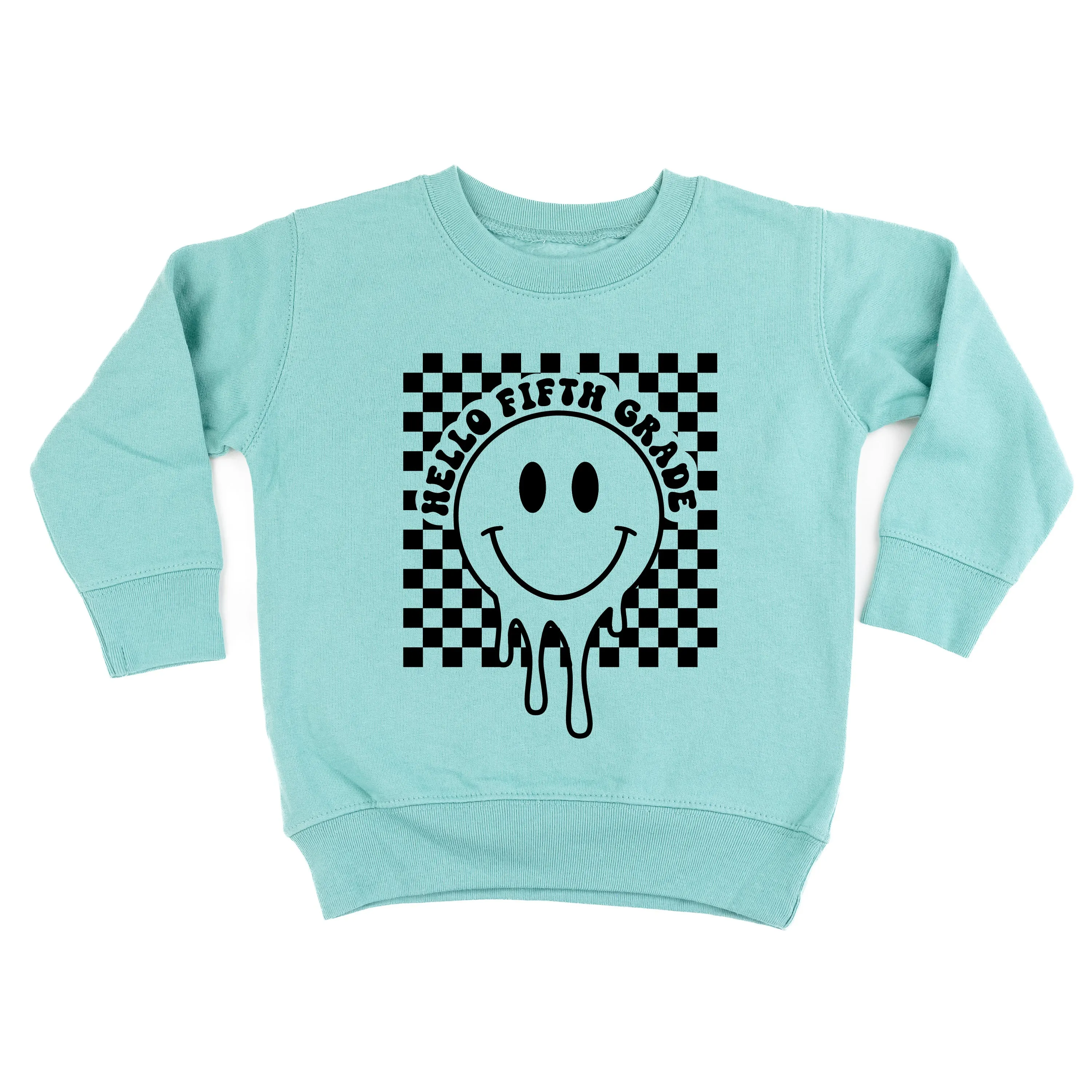 Hello Fifth Grade - Checker Smiley - Child Sweater