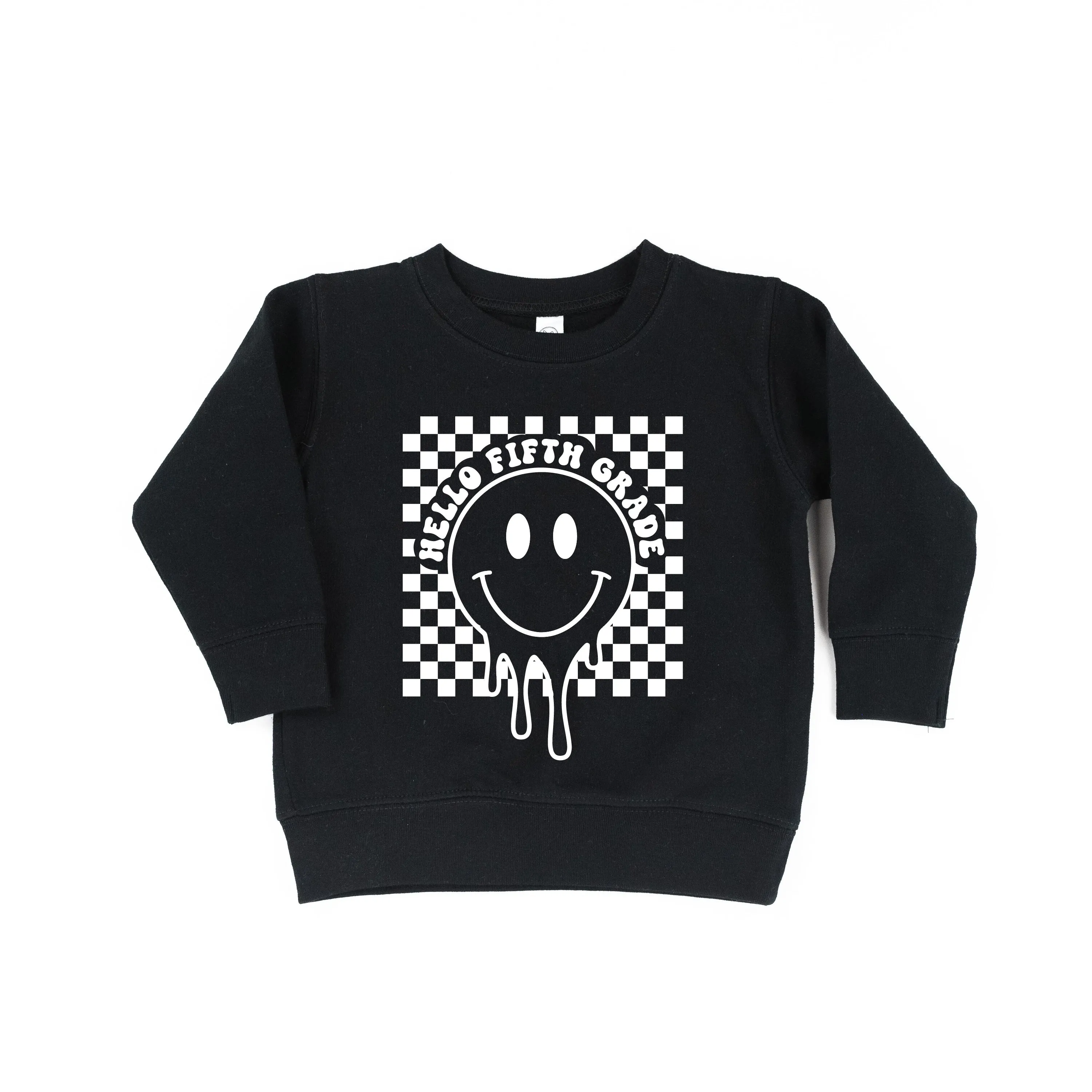 Hello Fifth Grade - Checker Smiley - Child Sweater
