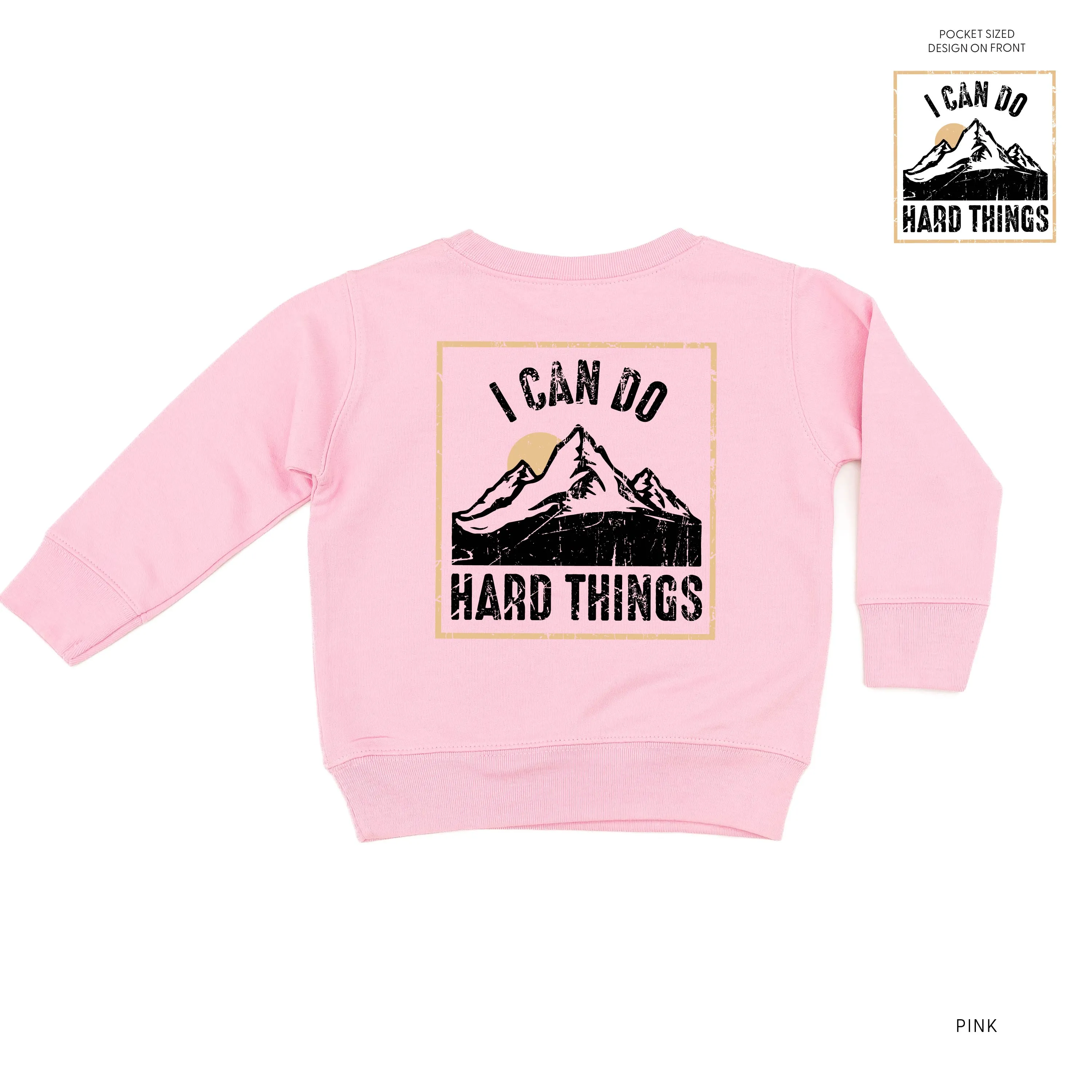 I Can Do Hard Things - Pocket Design on Front w/ Full Design on Back - Child Sweater