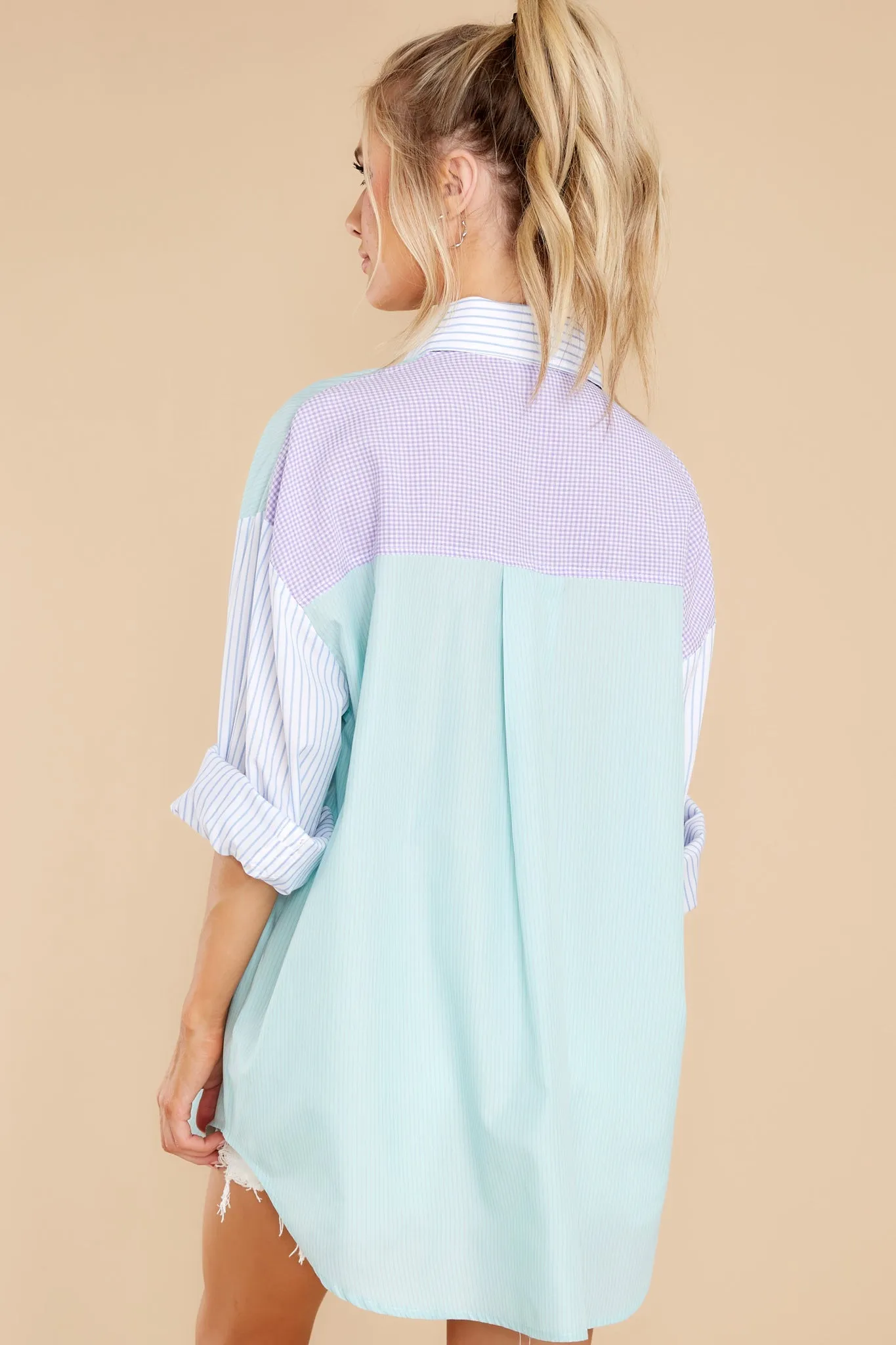 In The Long Run Mint Colorblock Top