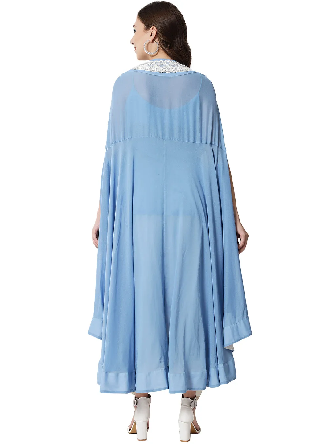 JAHANARA SOFT BLUE LACY ANTIFIT KURTA WITH DHOTI