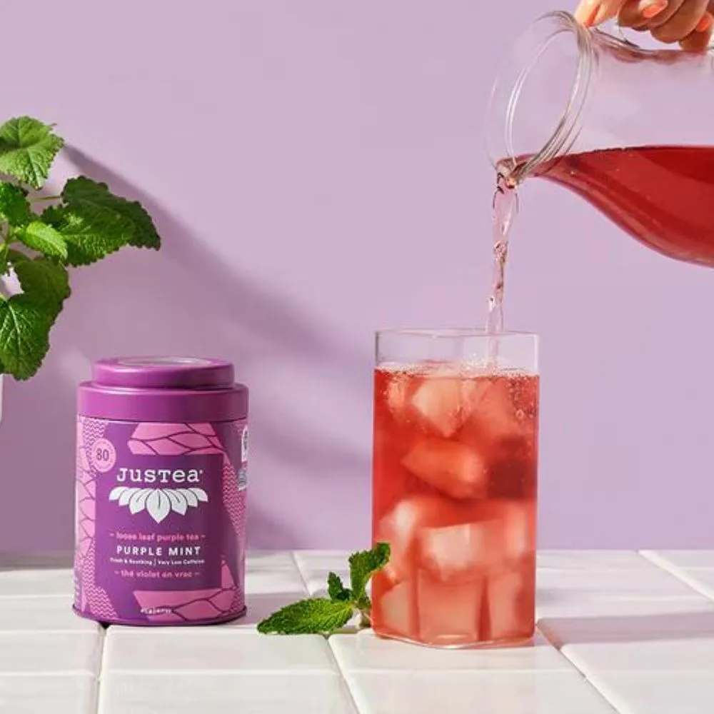 JusTea Loose Leaf Purple Tea Tin - Purple Mint