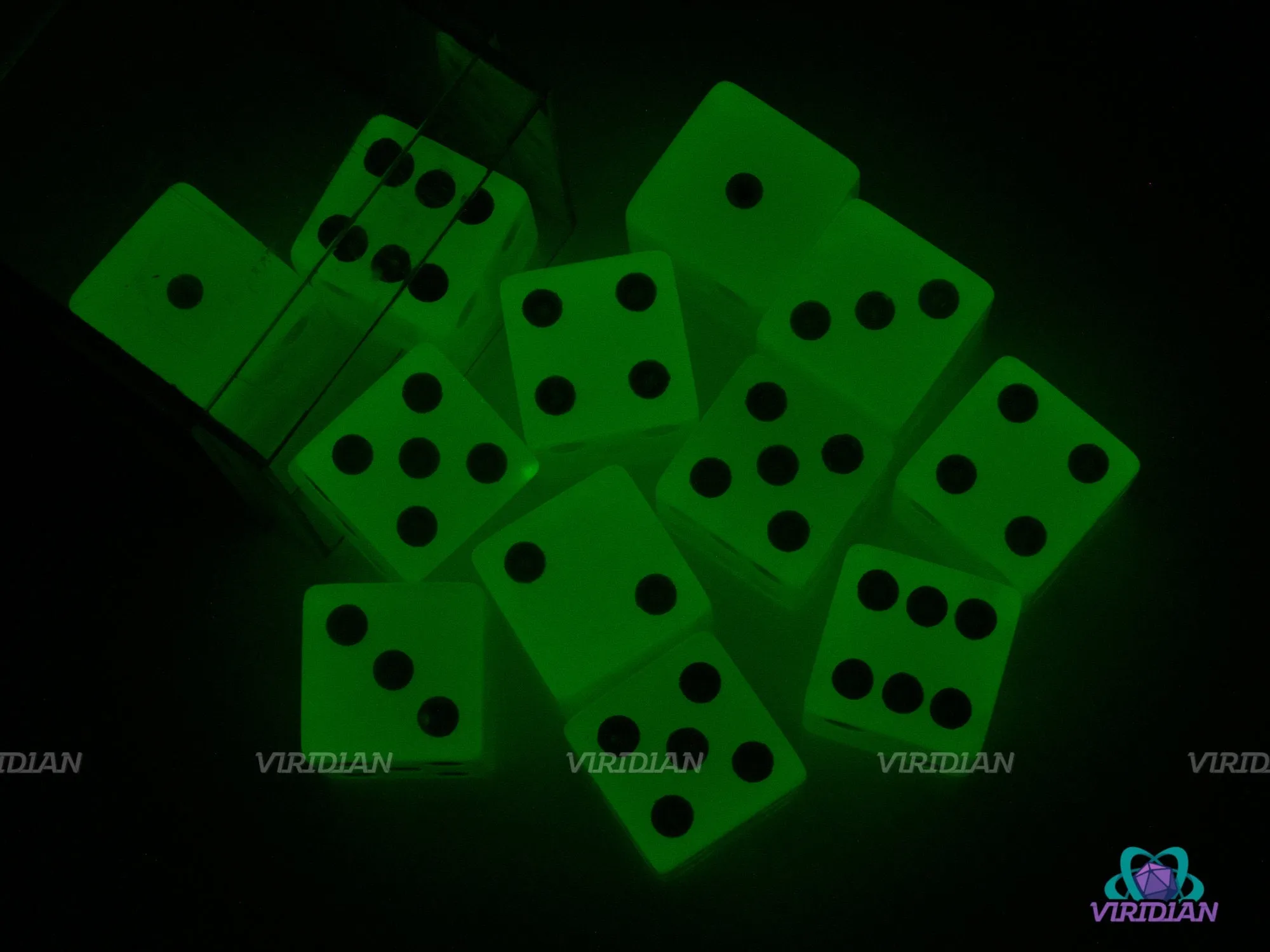 Lemon Glow In The Dark | (12) 16mm Acrylic Yellow Pipped D6 Dice