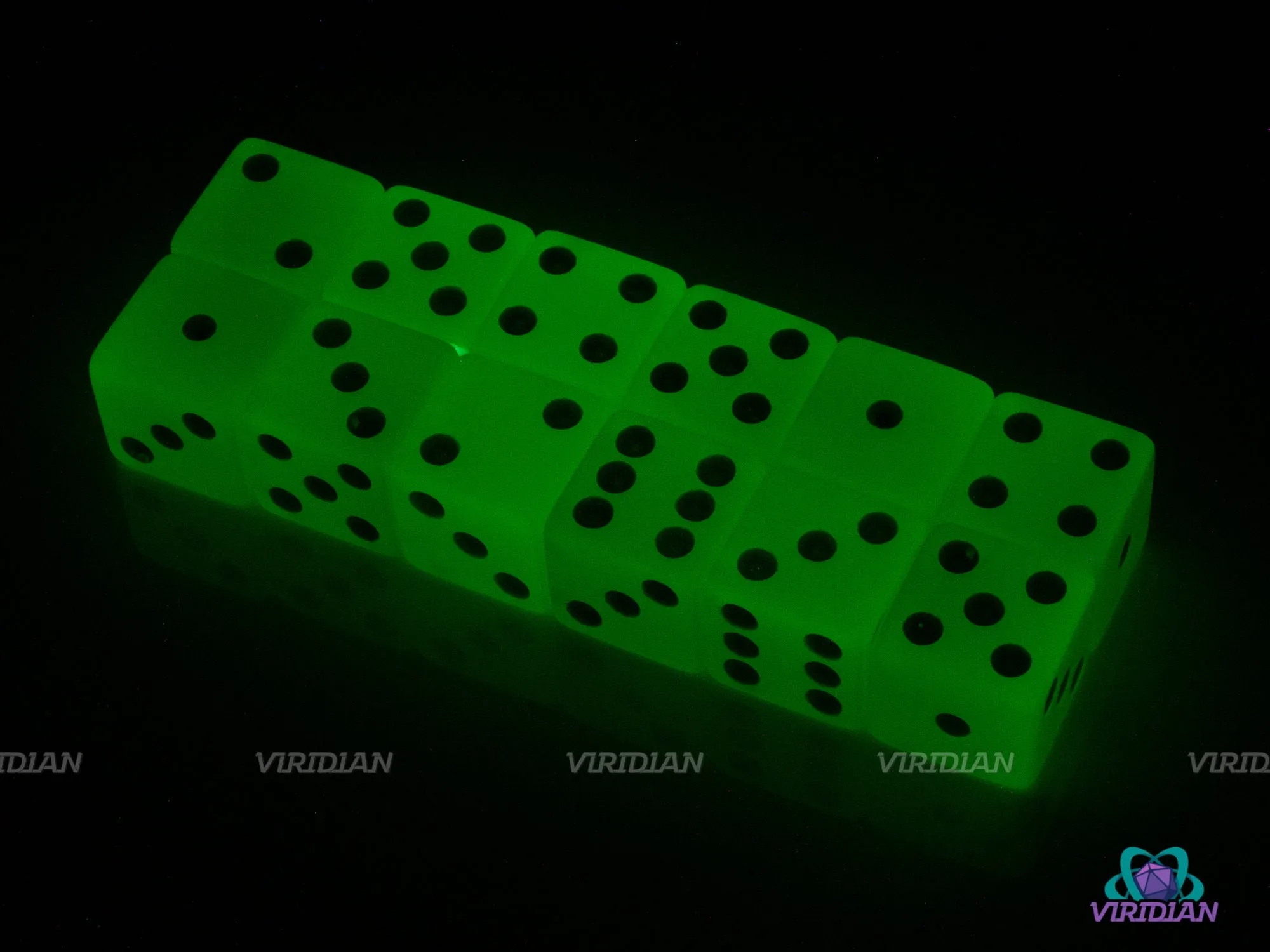 Lemon Glow In The Dark | (12) 16mm Acrylic Yellow Pipped D6 Dice