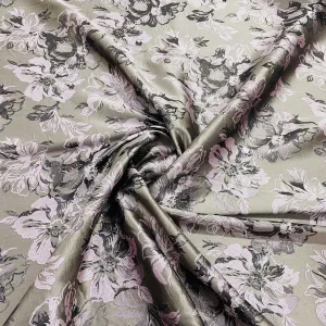 Light Brown Pink Floral Brocade Jacquard Fabric