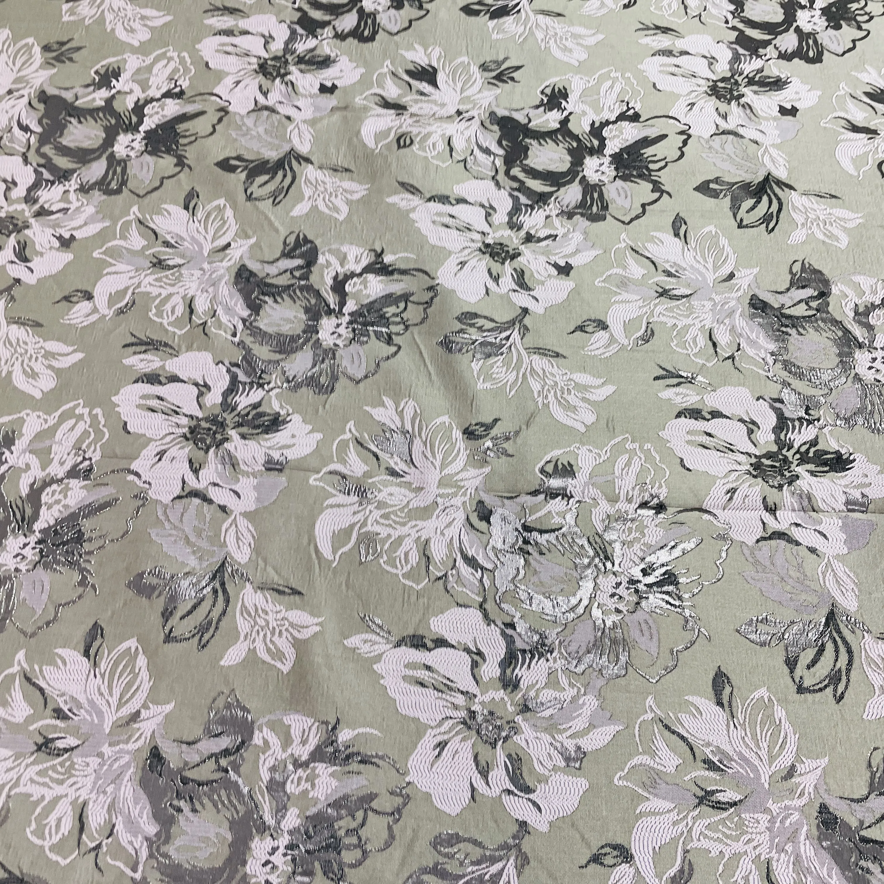 Light Brown Pink Floral Brocade Jacquard Fabric