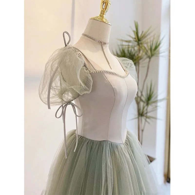Light Green Tulle Long Evening Dress Green Formal Dress Party Dress