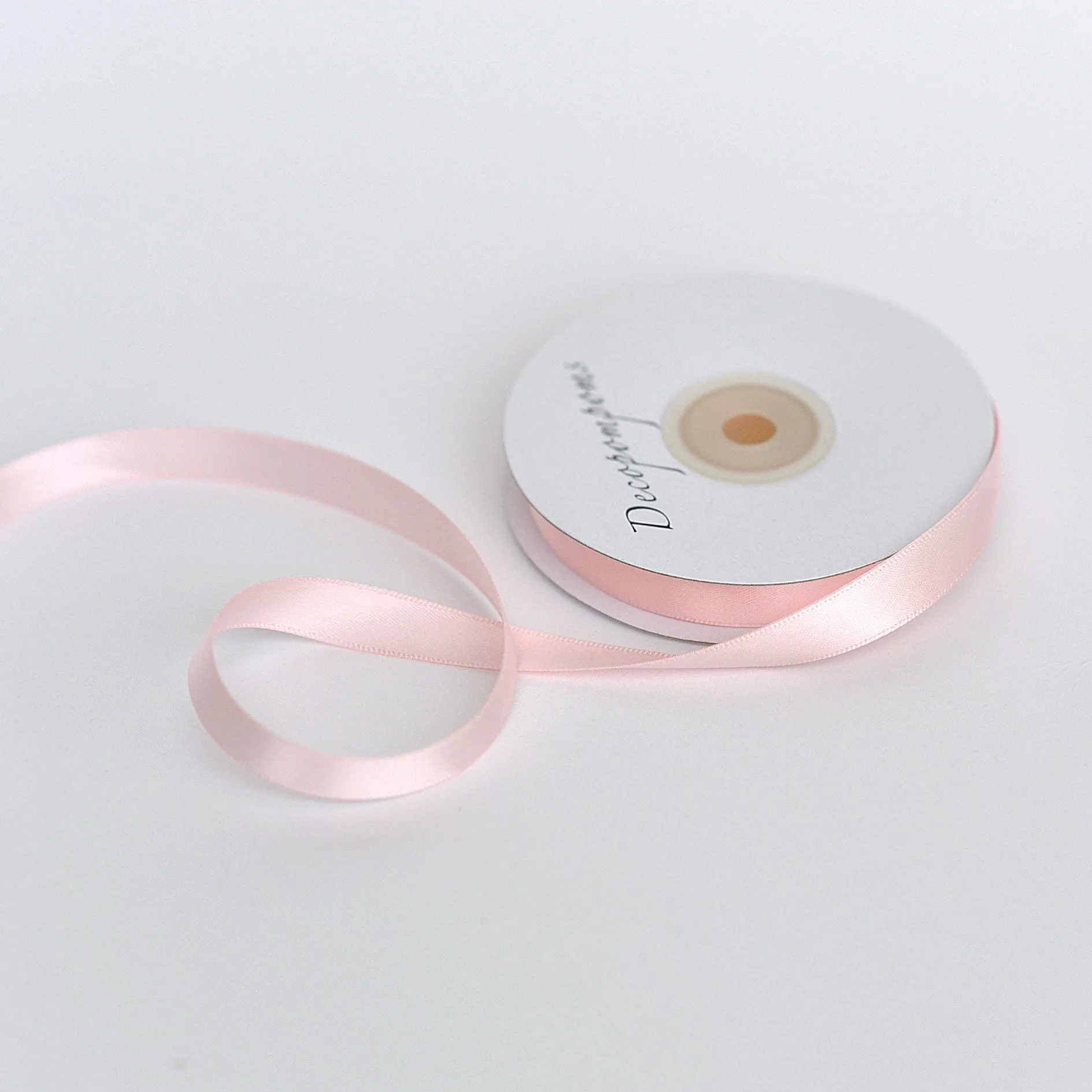 Light Pink double sided satin ribbon roll - 25m