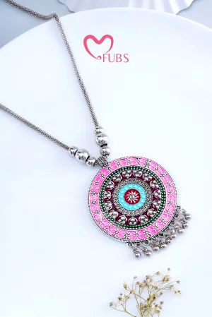 Light Pink Oxidized Garba Glam Necklace