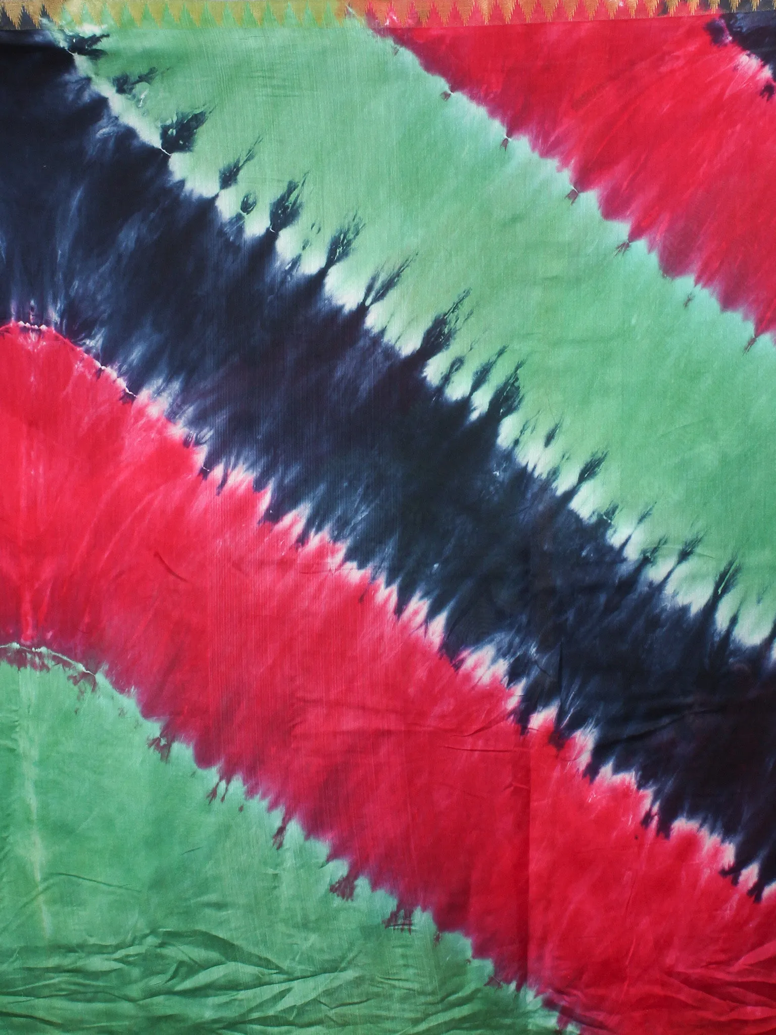 Multi Color Mint Green Marvel Hand Shibori Dyed in Natural Colors Chanderi Saree with Geecha Border - S03170136