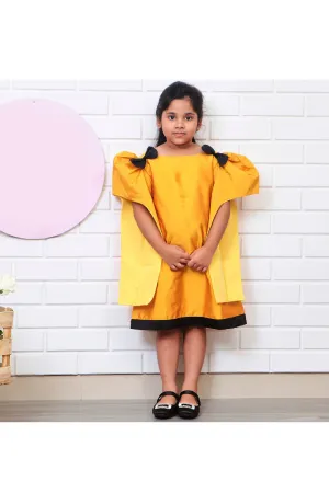 Mustard Yellow Bow Detailing Taffeta Dress
