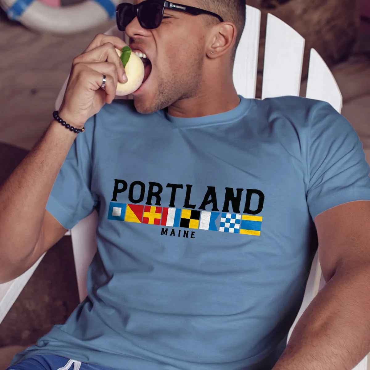 Nautical Flags Portland Maine T-Shirt Adult Unisex S-2X, Maine Tshirt