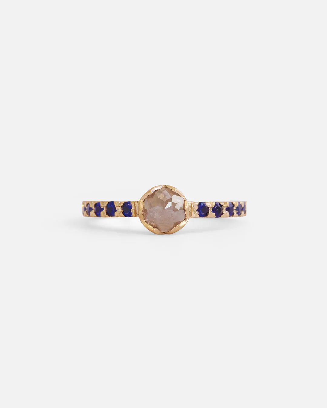 Pave / Milky Diamond   Sapphire Ring