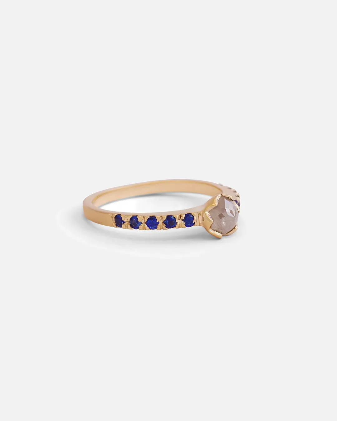 Pave / Milky Diamond   Sapphire Ring