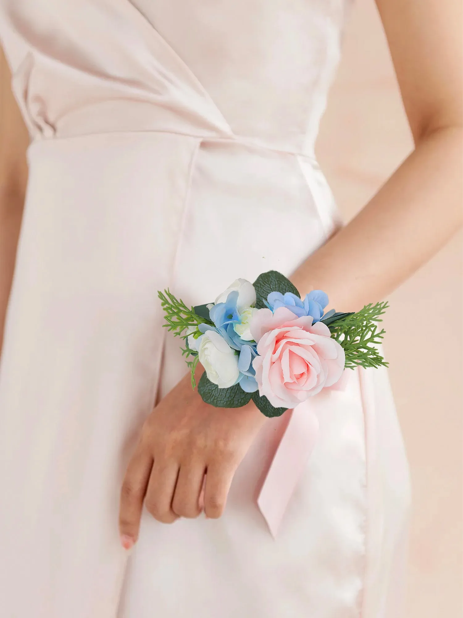 Pink & Baby Blue Wrist Corsage