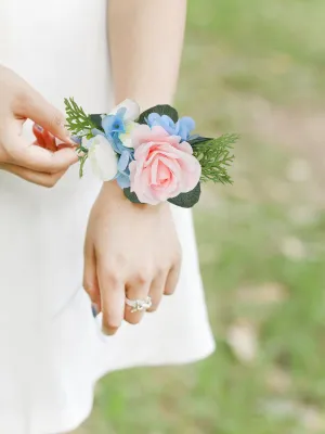 Pink & Baby Blue Wrist Corsage