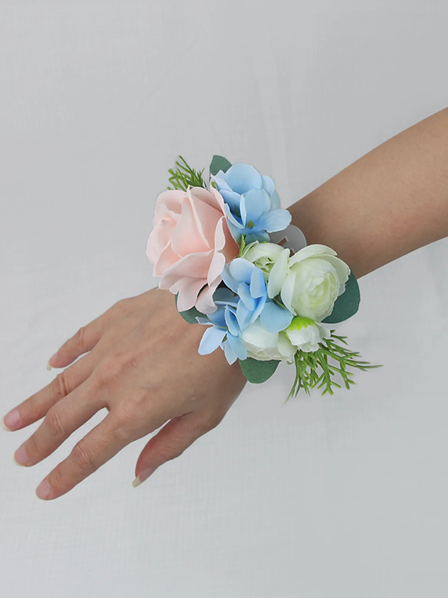 Pink & Baby Blue Wrist Corsage