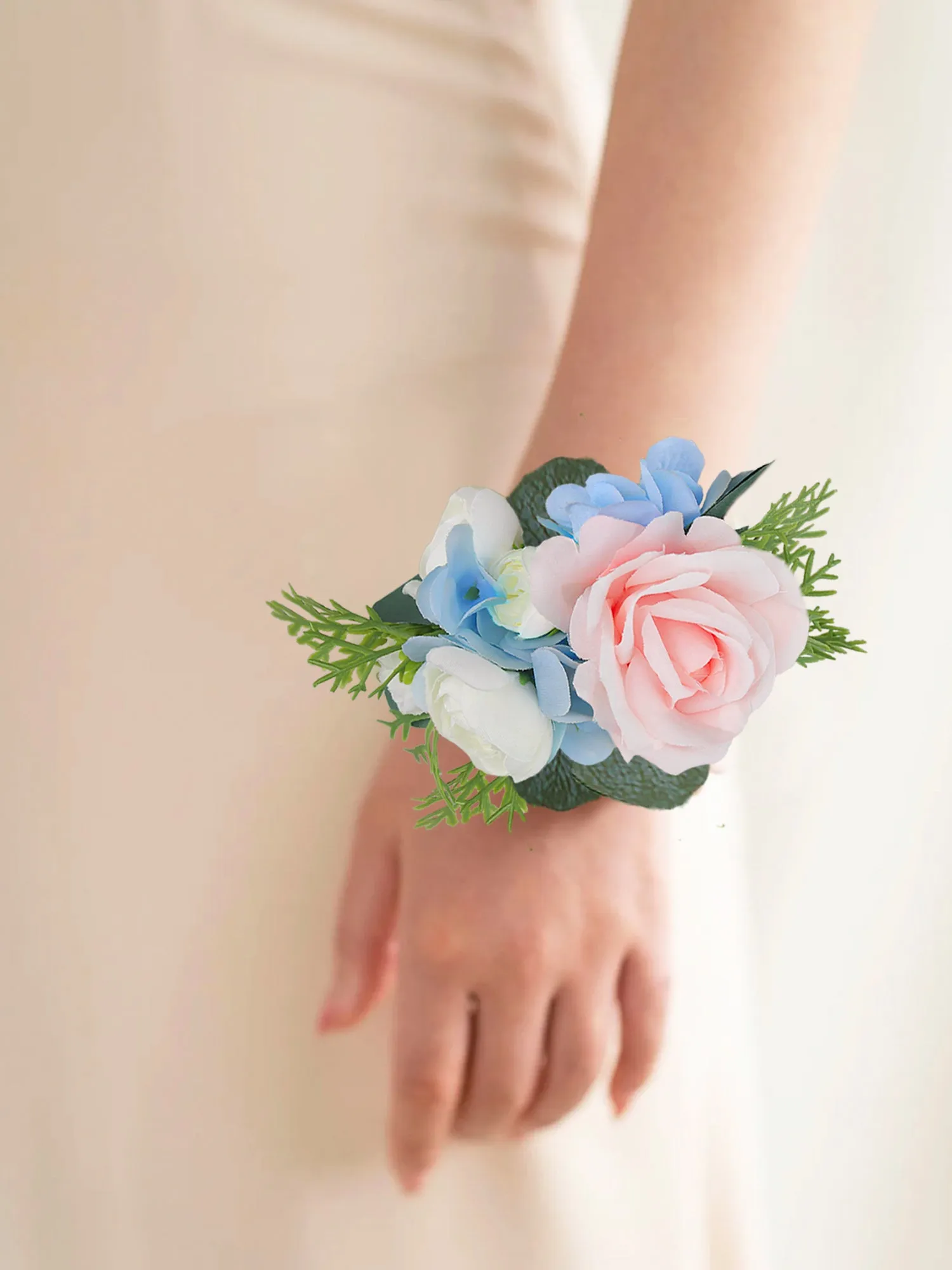 Pink & Baby Blue Wrist Corsage