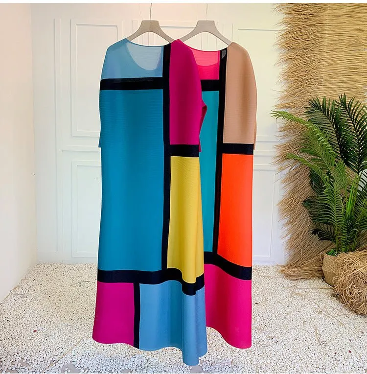 Pre Order:  Color Block Collection Pleated Dress