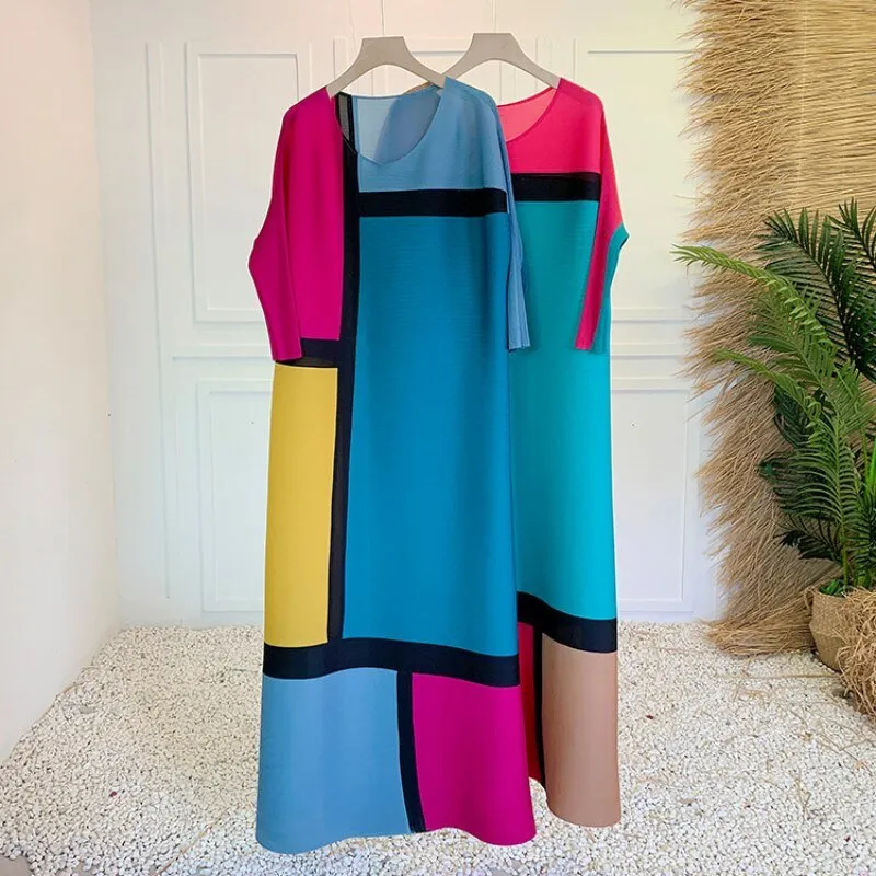 Pre Order:  Color Block Collection Pleated Dress