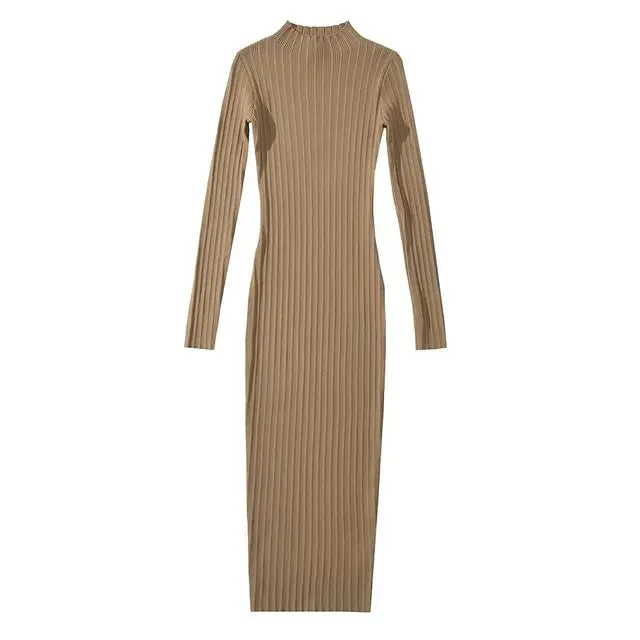 Pre Order:  Stretchable Slim Midi Knit Dress