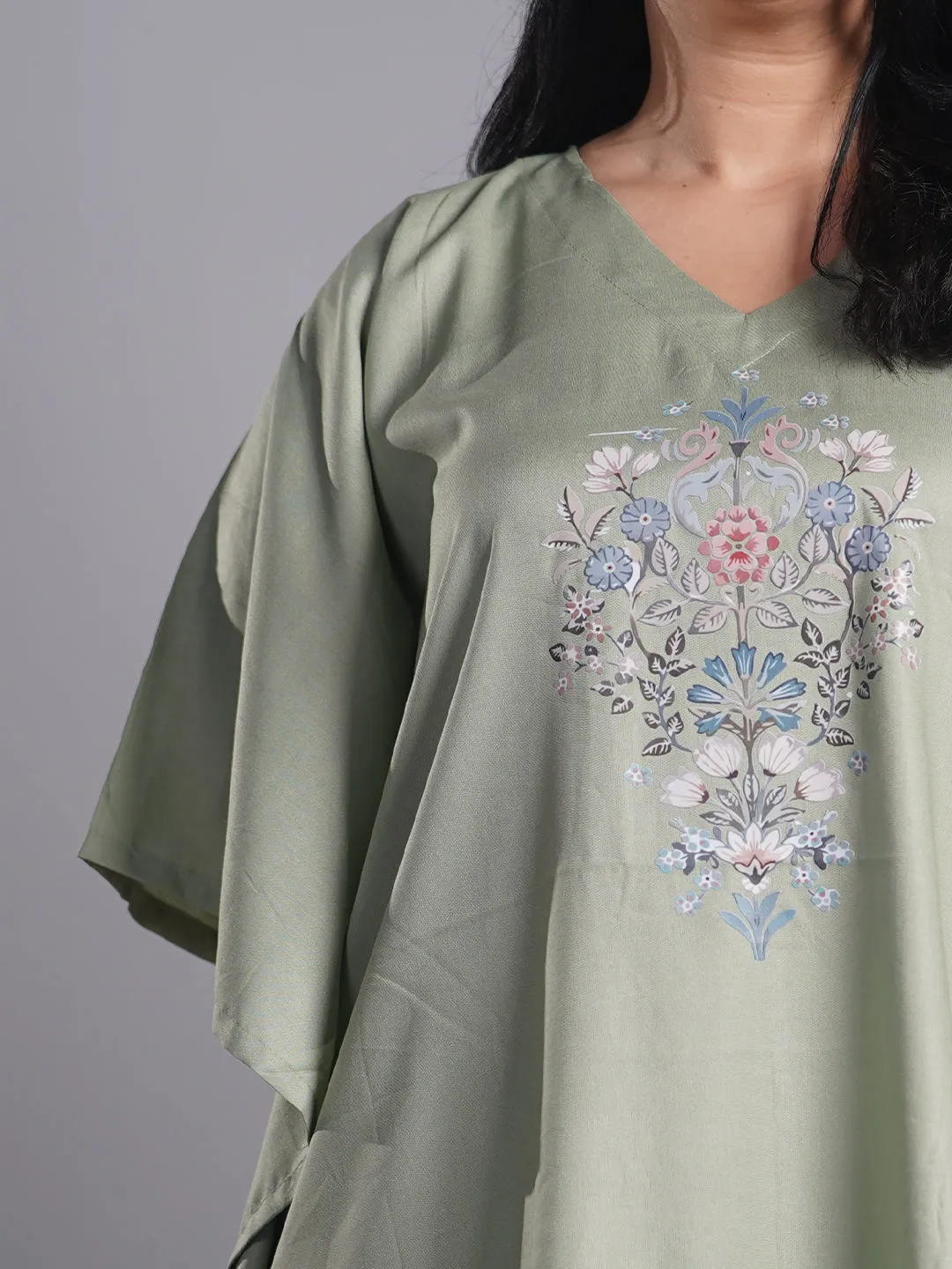 SageGreen Rayon KaftanKurta - Fern