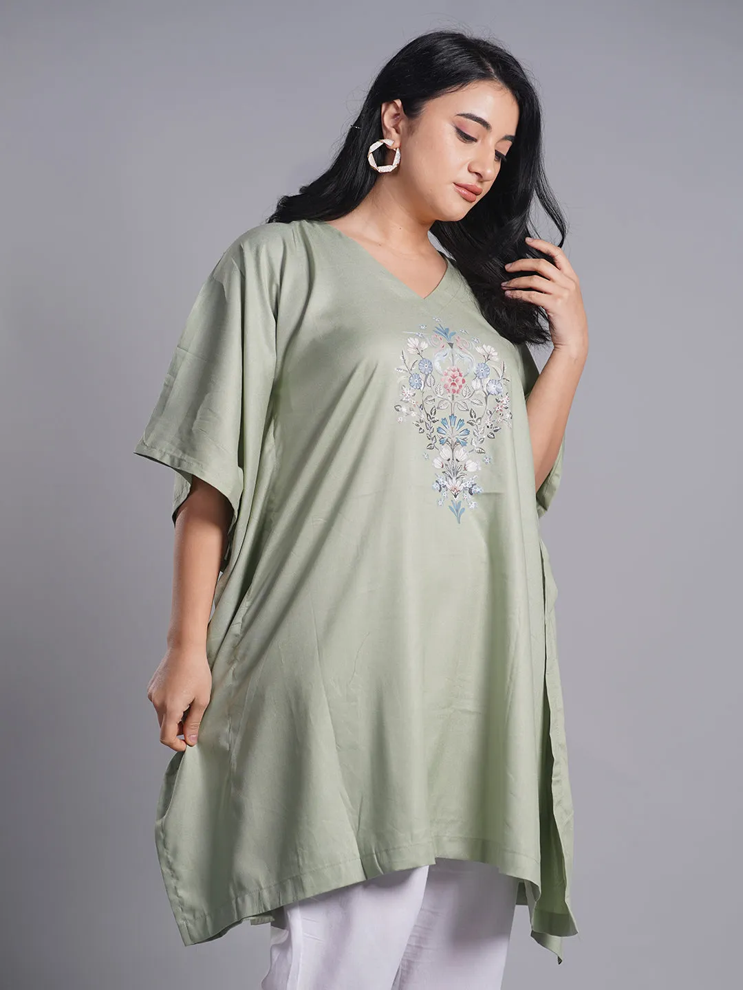 SageGreen Rayon KaftanKurta - Fern