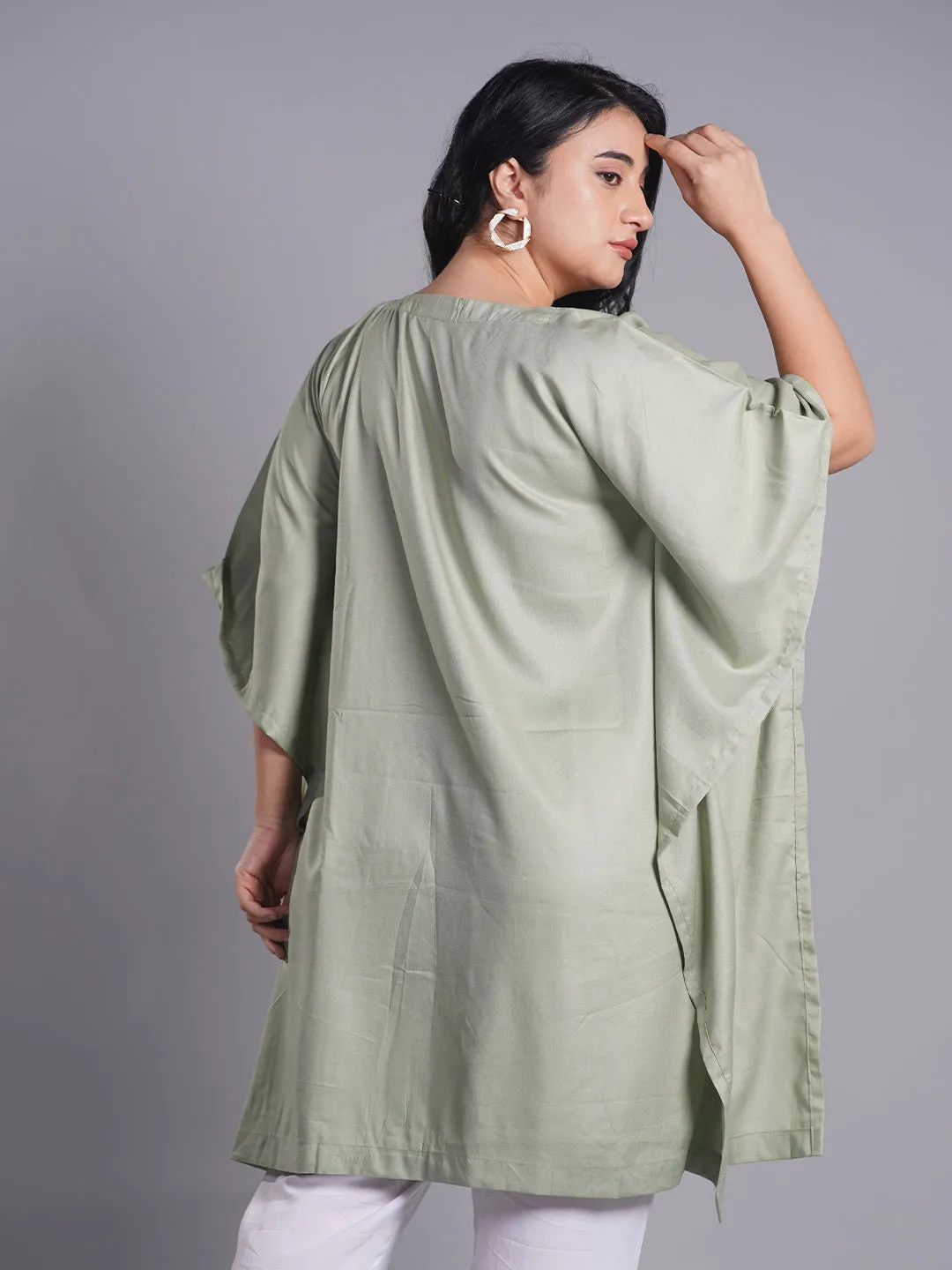 SageGreen Rayon KaftanKurta - Fern