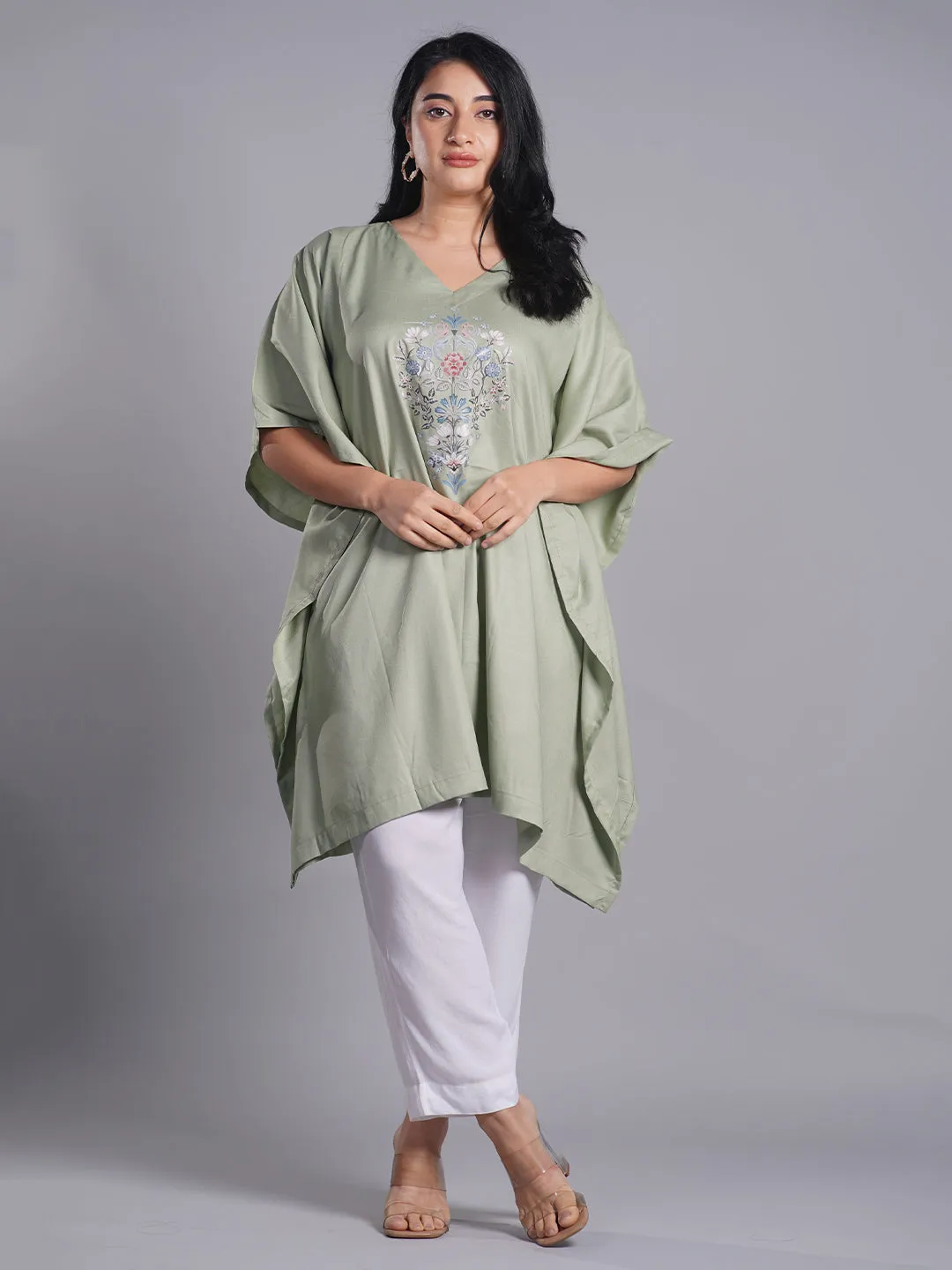 SageGreen Rayon KaftanKurta - Fern