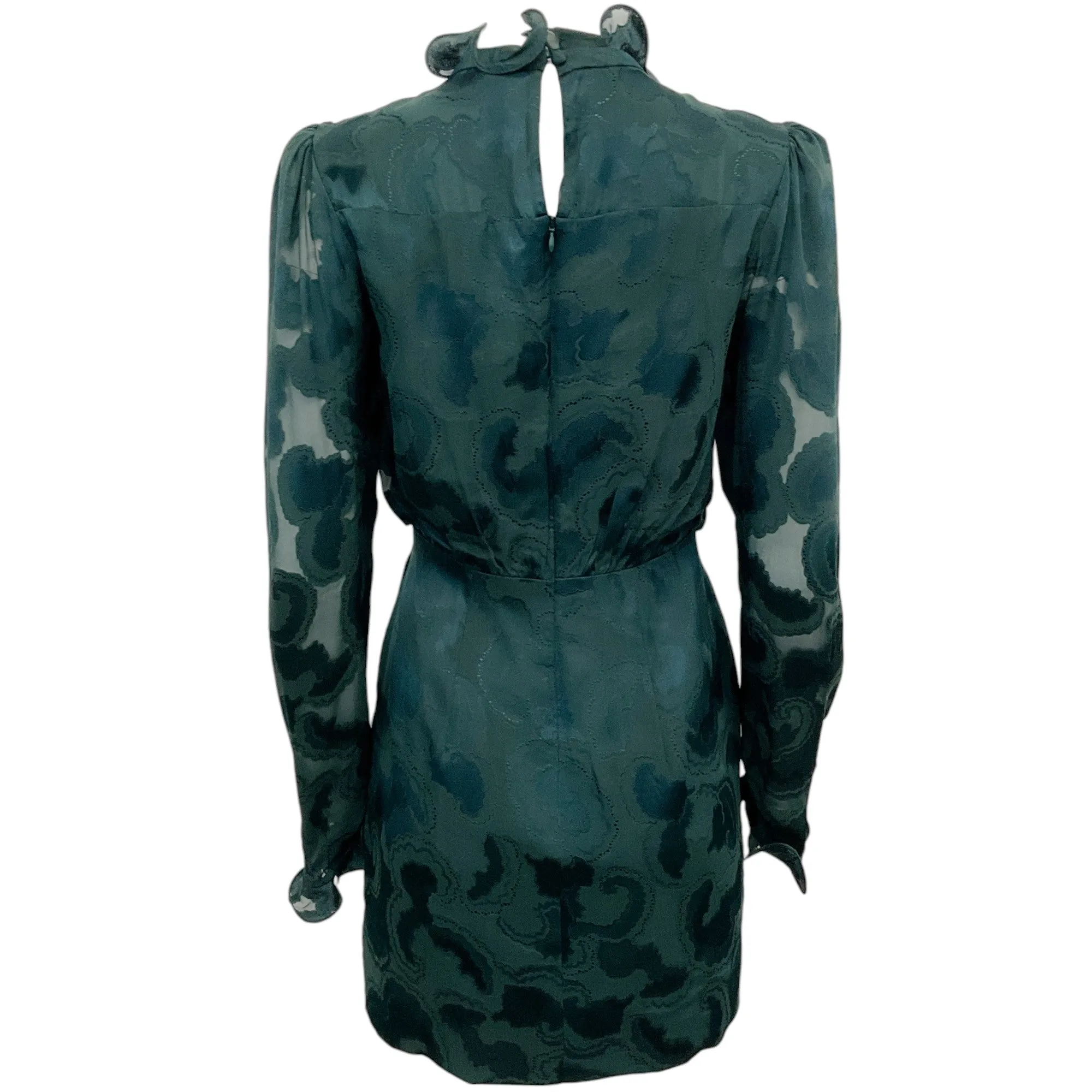 Saloni Dark Forest Green Daybreak Jacquard Rina Dress
