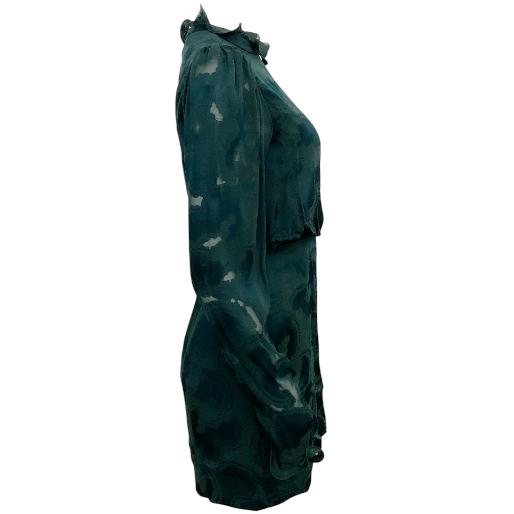 Saloni Dark Forest Green Daybreak Jacquard Rina Dress