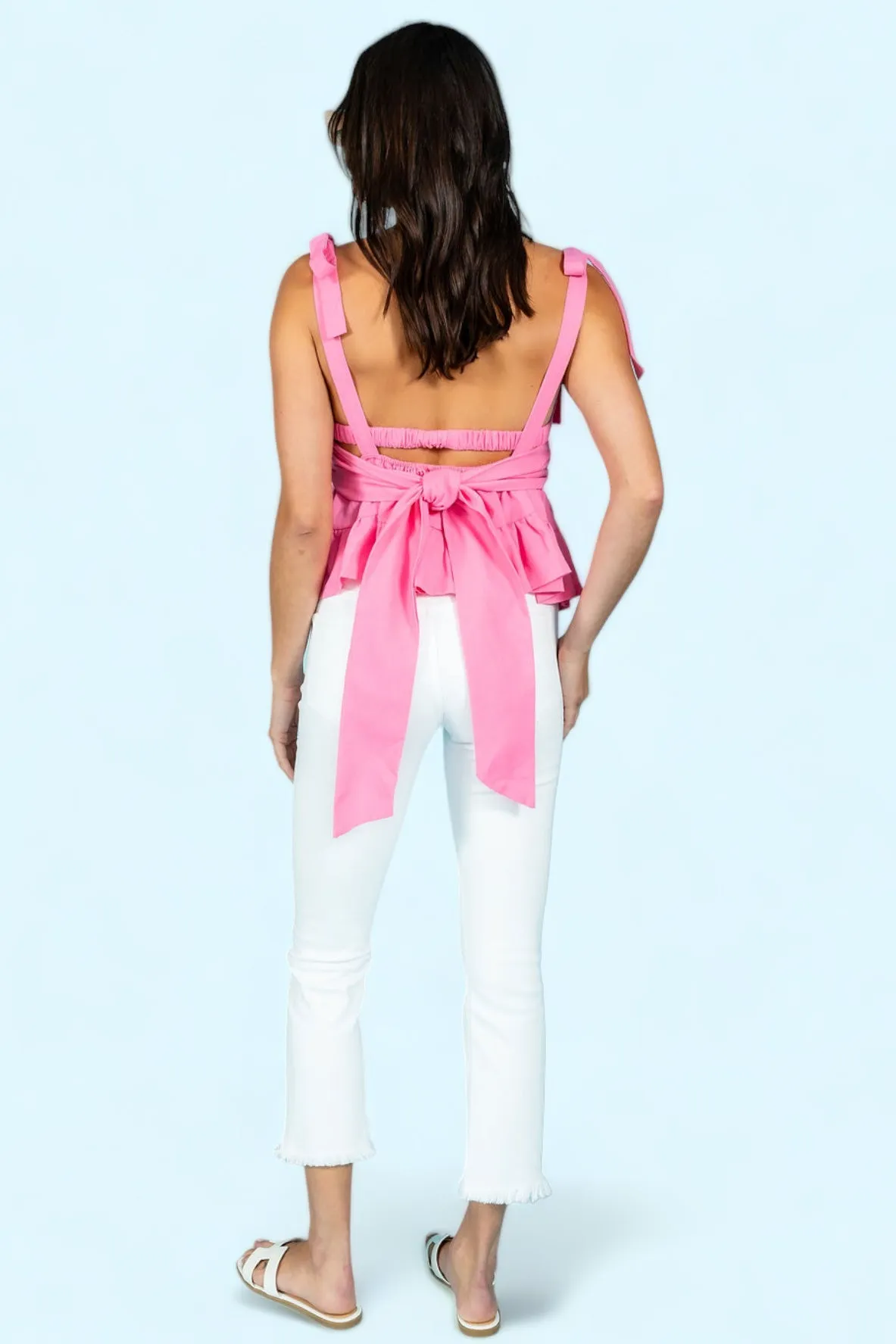 Sending My Love Front Cross Sleeveless Bow Detail Top