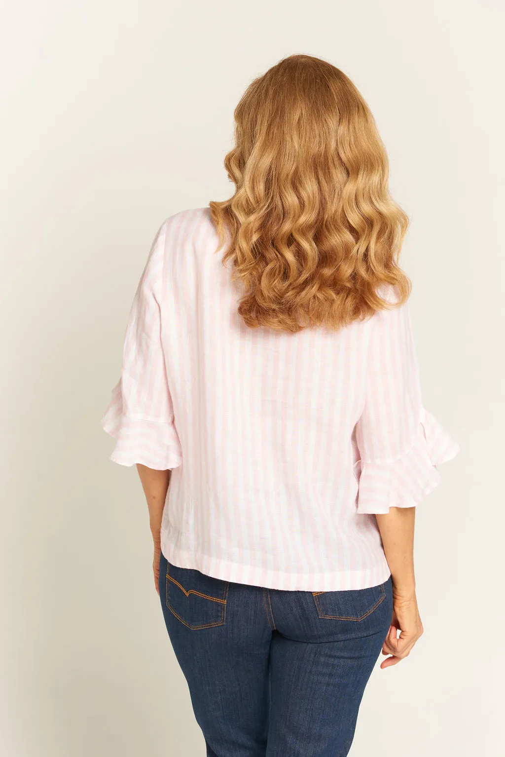 Shake Ruffle & Roll Top Dusty Pink/White