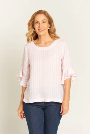 Shake Ruffle & Roll Top Dusty Pink/White
